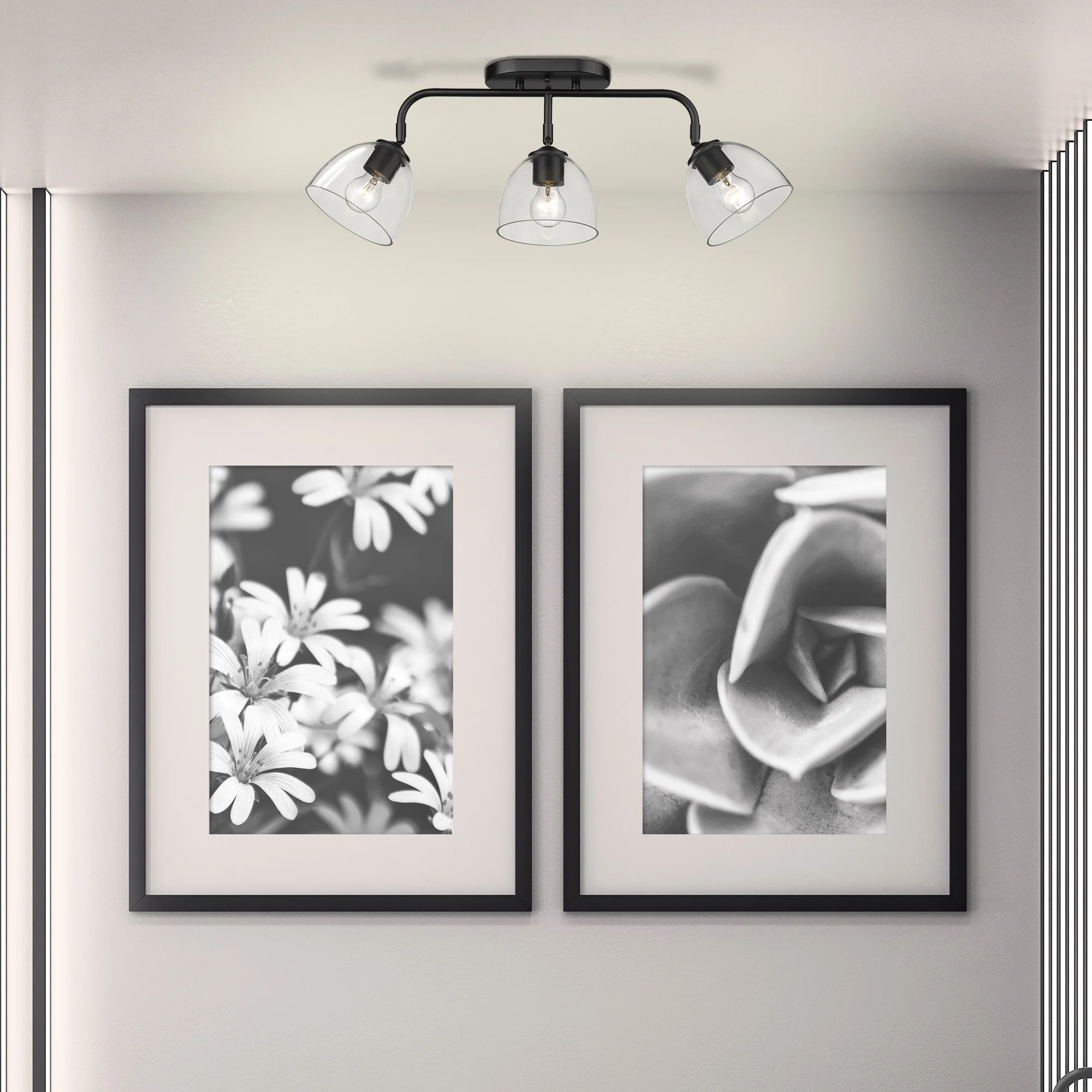 Roxie 3-light Semi-Flush Mount in Matte Black - Image 4