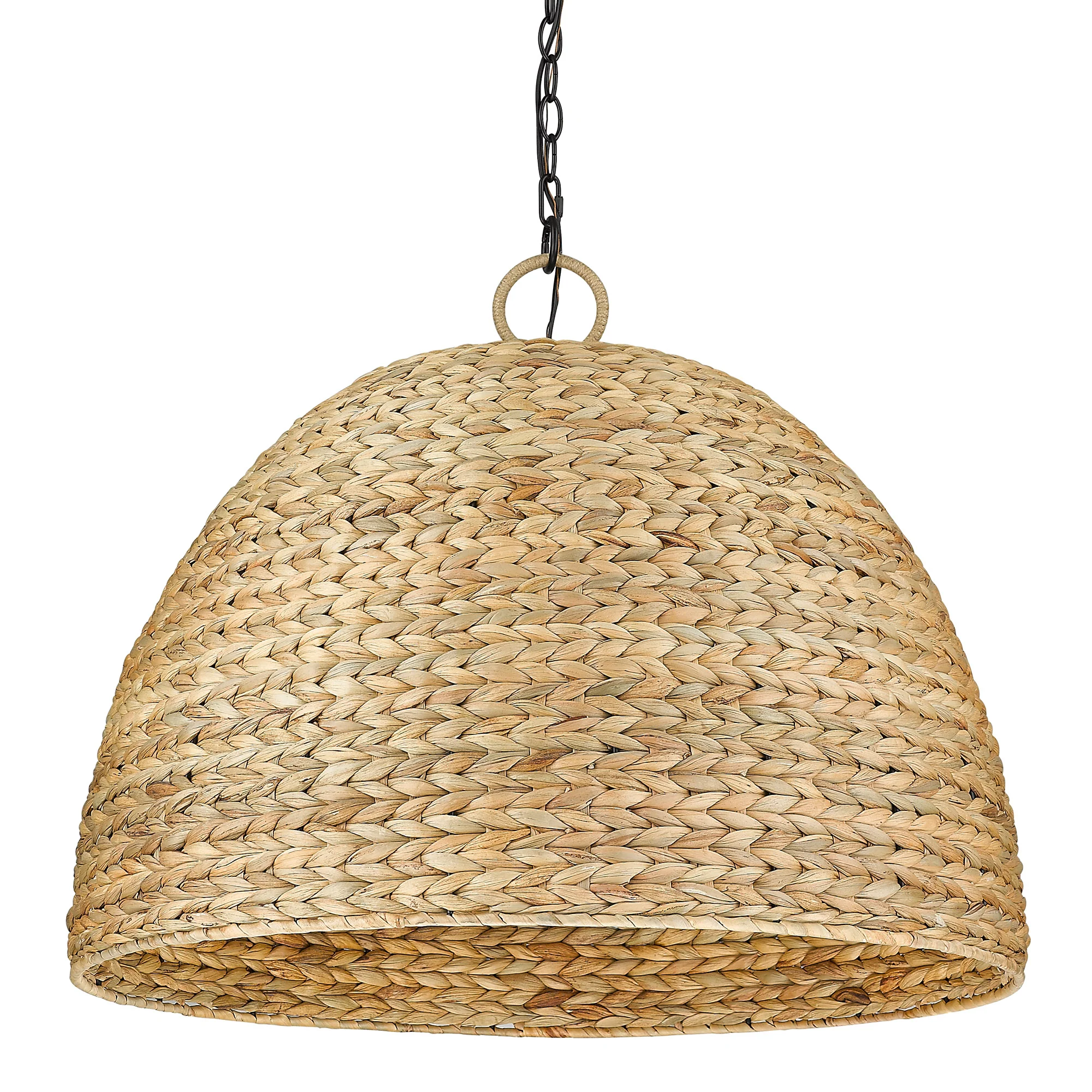 Rue 8-light Chandelier in Matte Black and Woven Sweet Grass shade - Image 3