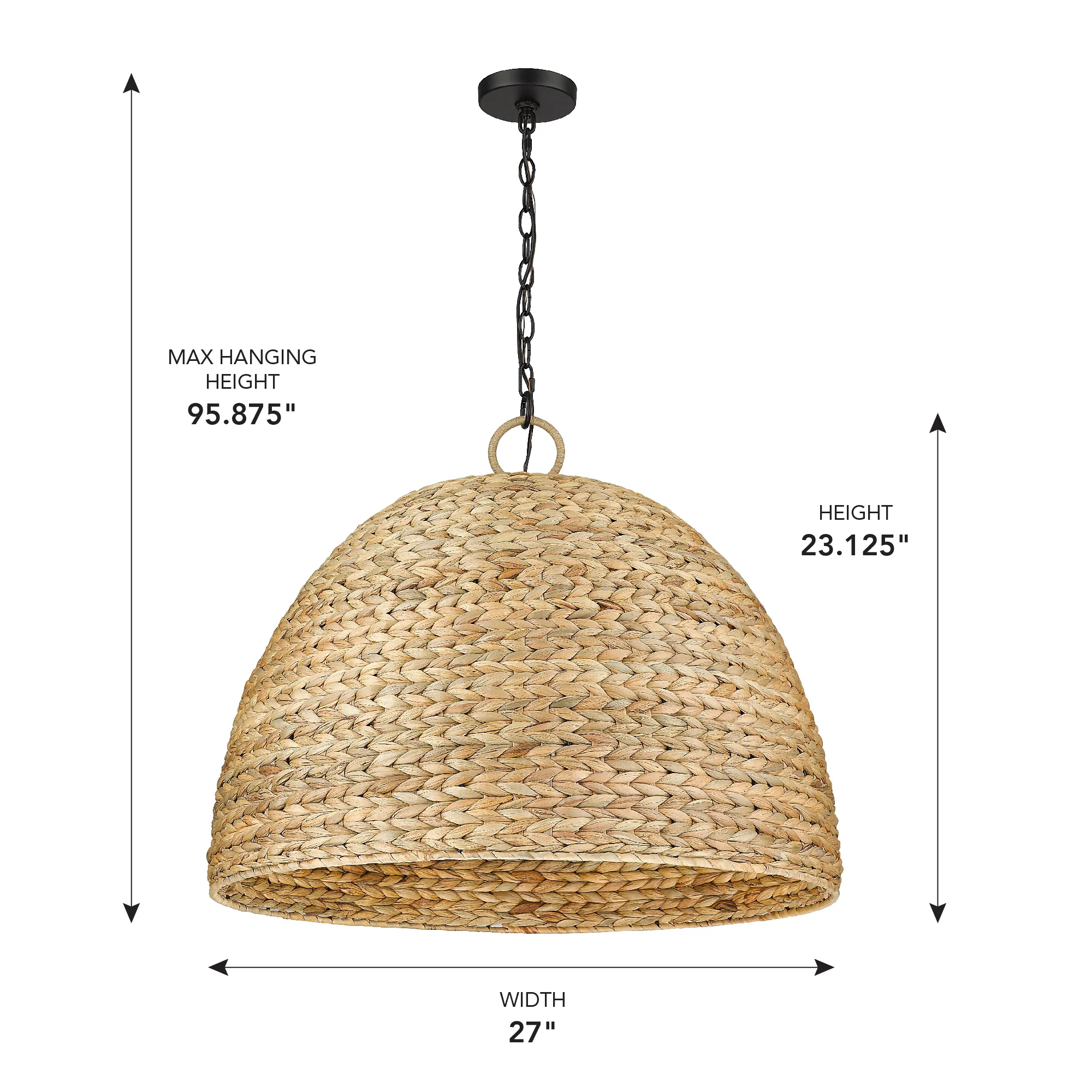 Rue 8-light Chandelier in Matte Black and Woven Sweet Grass shade - Image 8