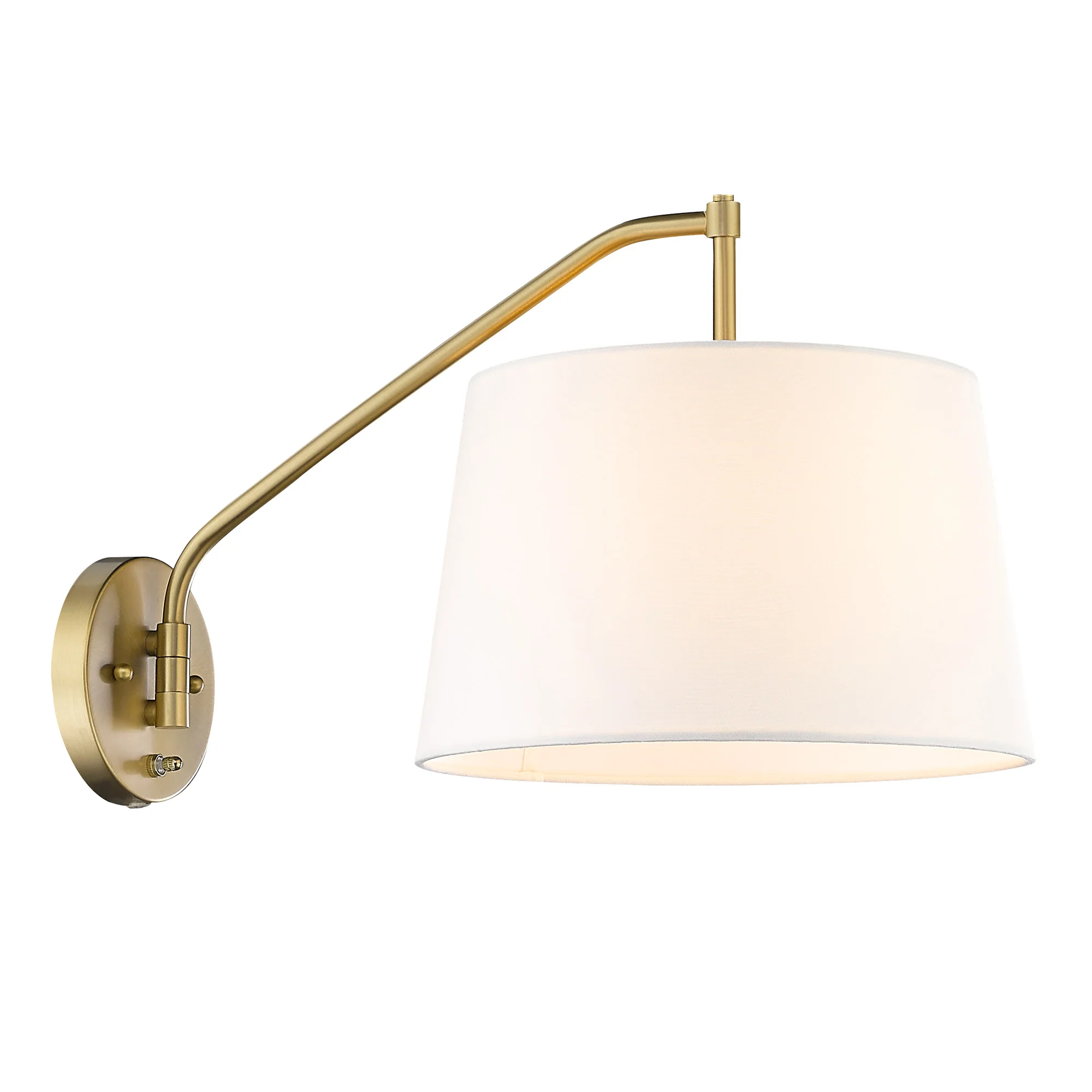 Ryleigh 1-light Swing Arm in Brushed Champagne Brass and Modern White shade - Image 2