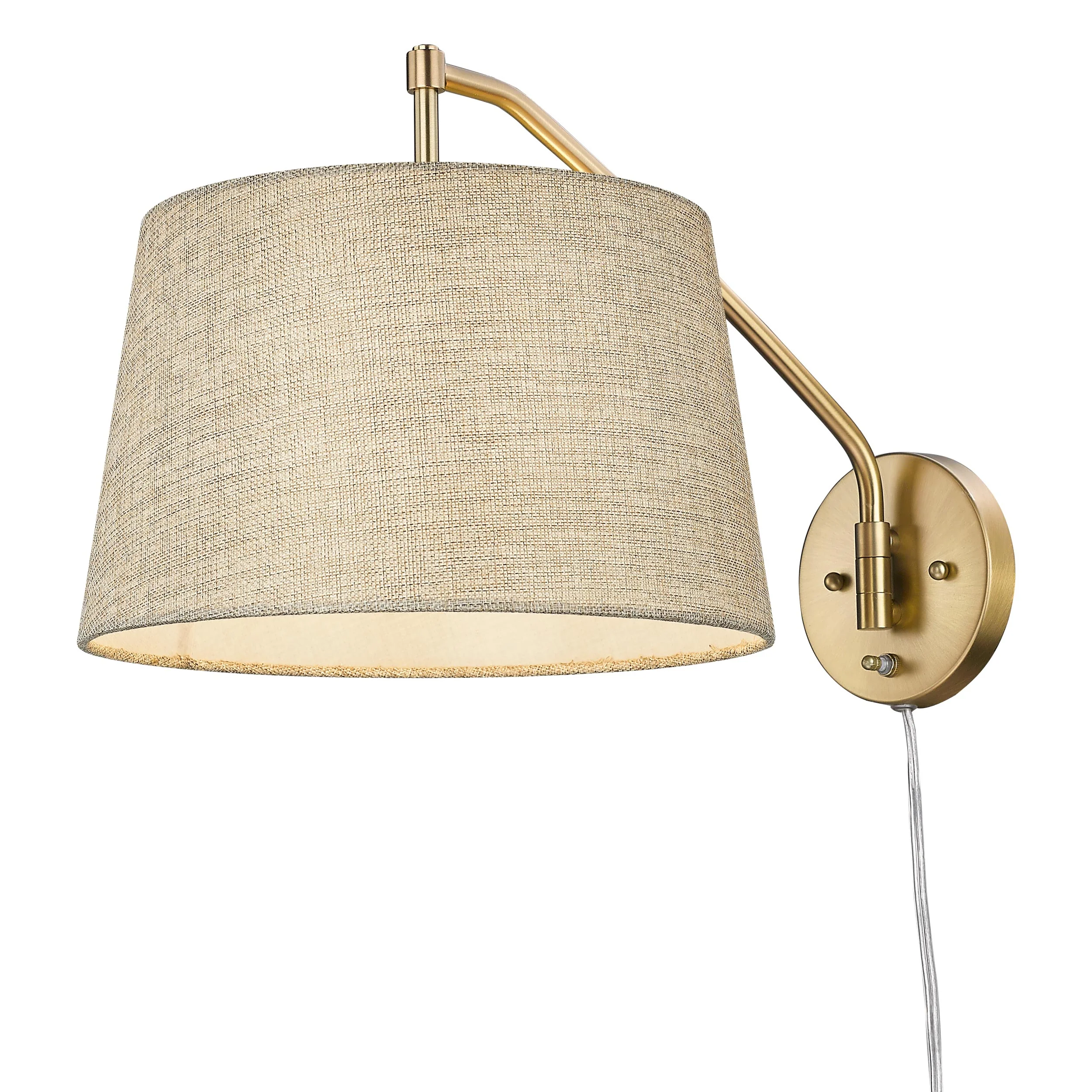 Ryleigh 1-light Swing Arm in Brushed Champagne Brass and Natural Sisal shade - Image 7