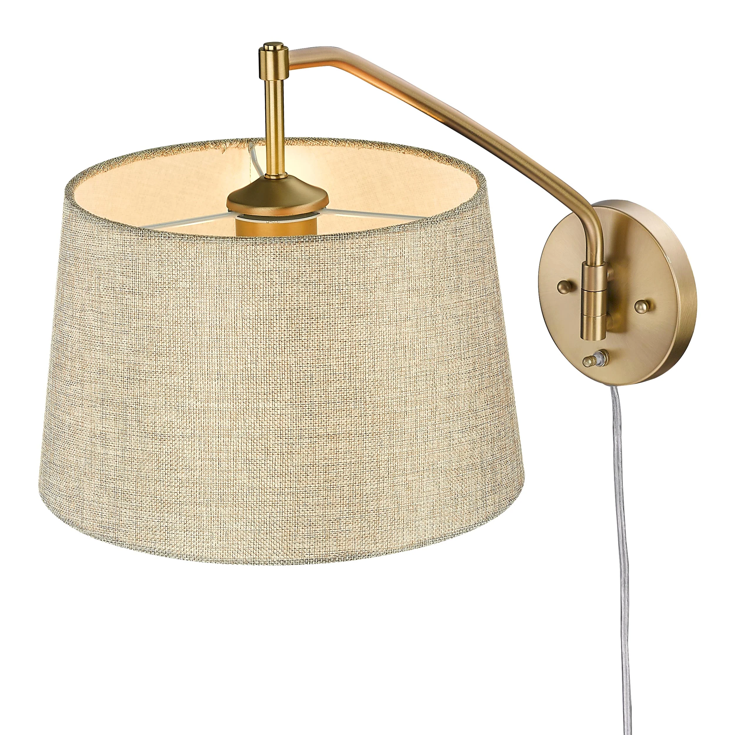 Ryleigh 1-light Swing Arm in Brushed Champagne Brass and Natural Sisal shade - Image 9
