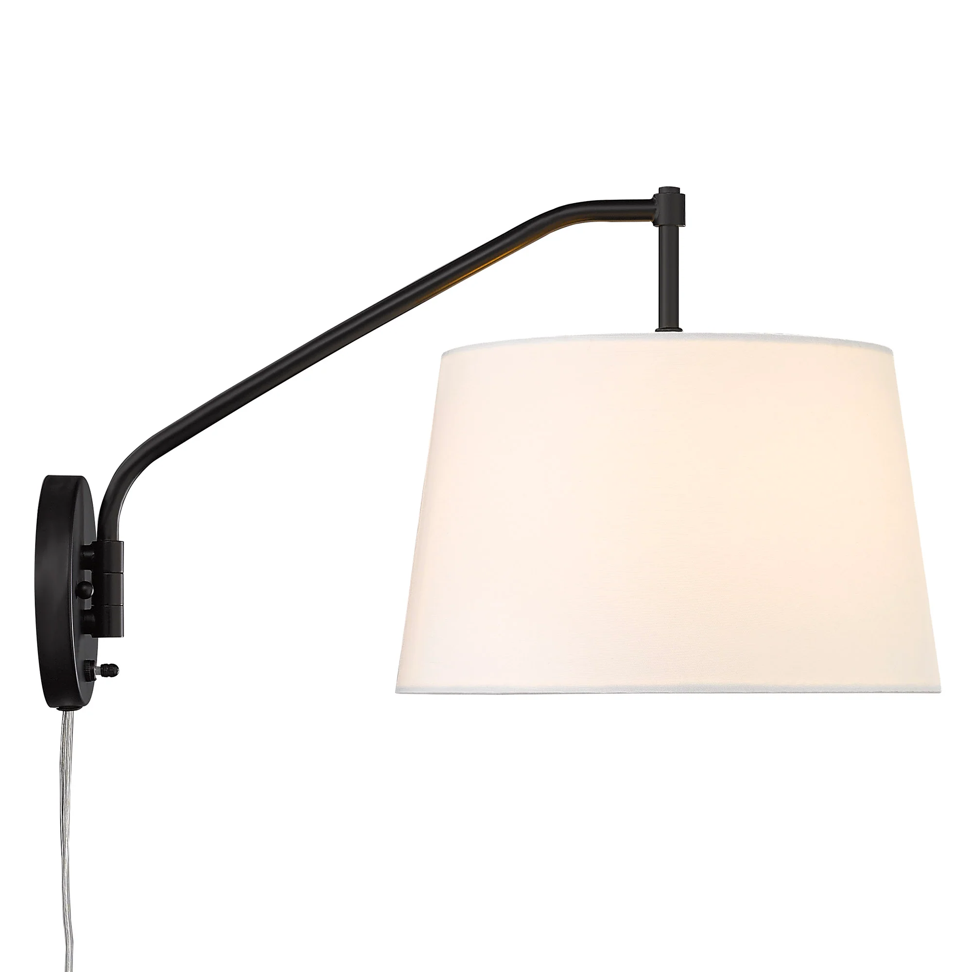 Ryleigh 1-light Swing Arm Wall Lamp in Matte Black and Modern White shade - Image 2