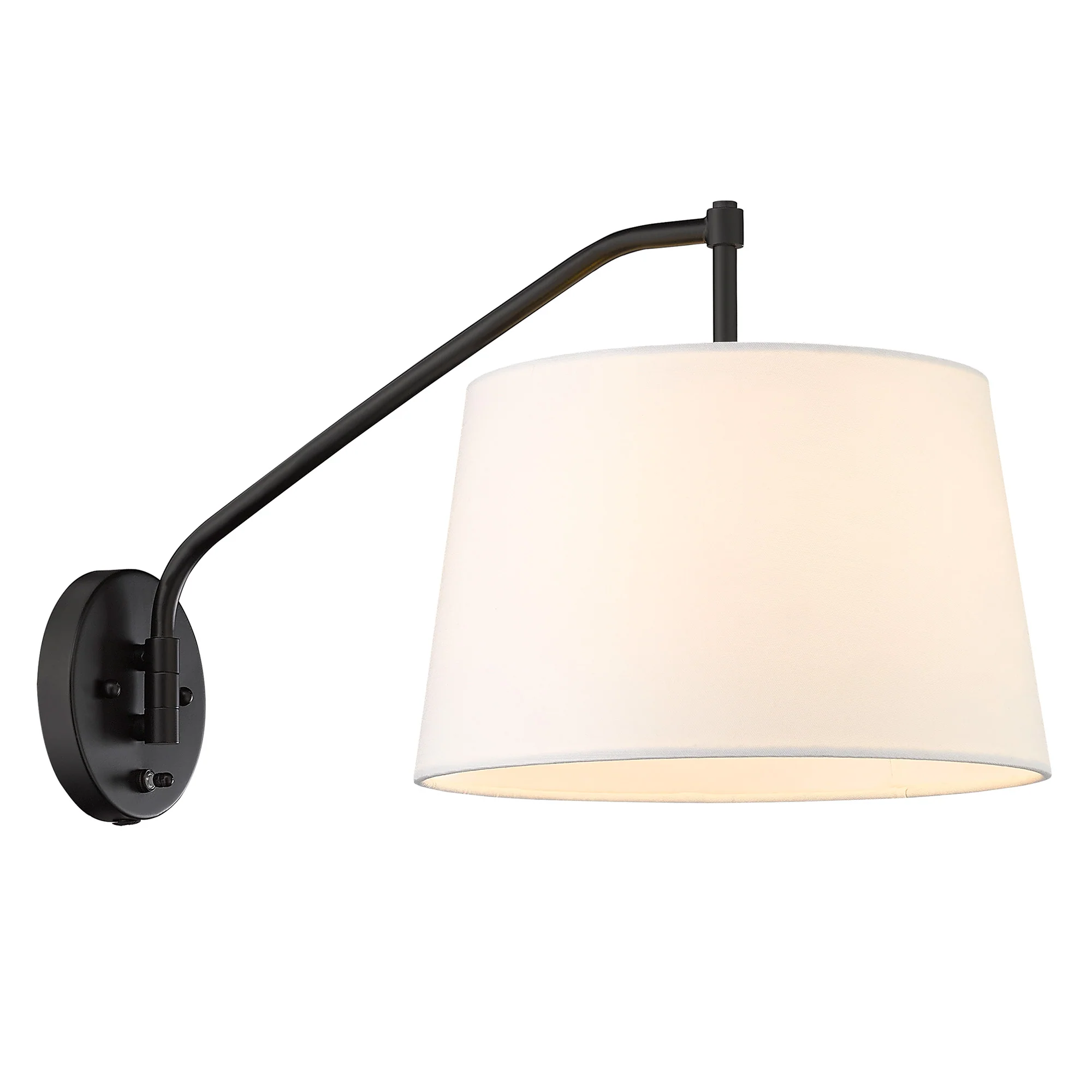 Ryleigh 1-light Swing Arm Wall Lamp in Matte Black and Modern White shade - Image 7