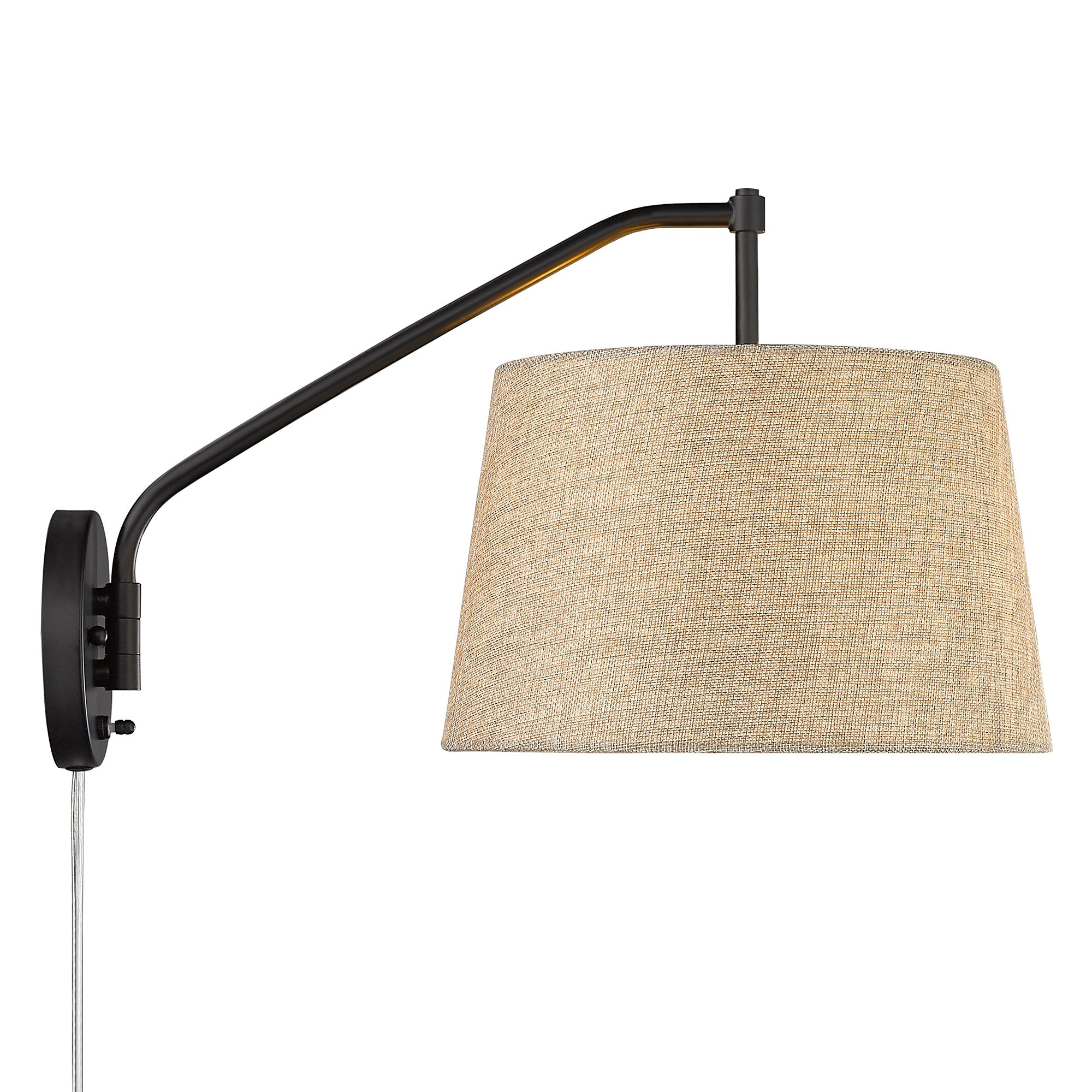 Ryleigh 1-light Swing Arm Wall Lamp in Matte Black and Natural Sisal shade - Image 2