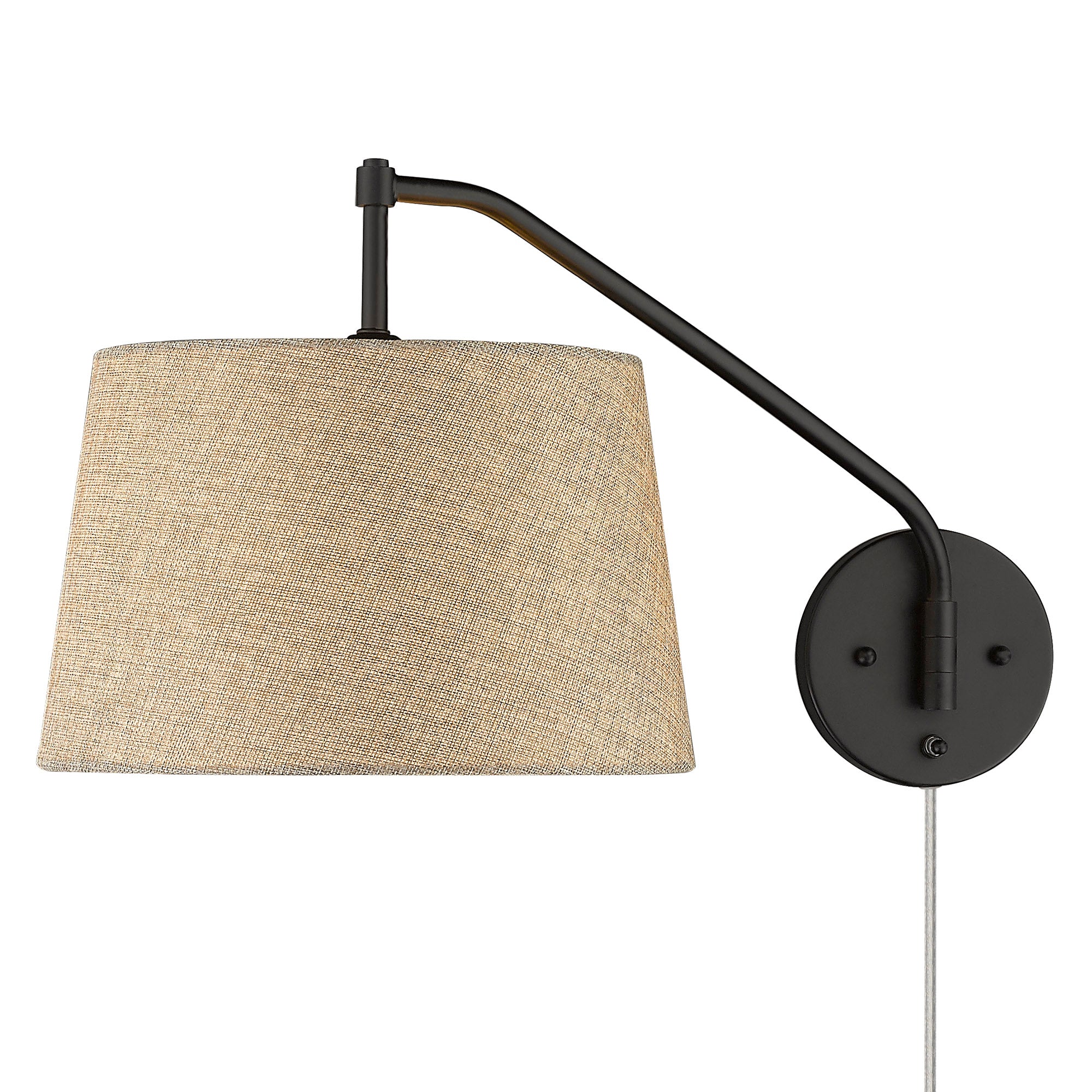 Ryleigh 1-light Swing Arm Wall Lamp in Matte Black and Natural Sisal shade - Image 4