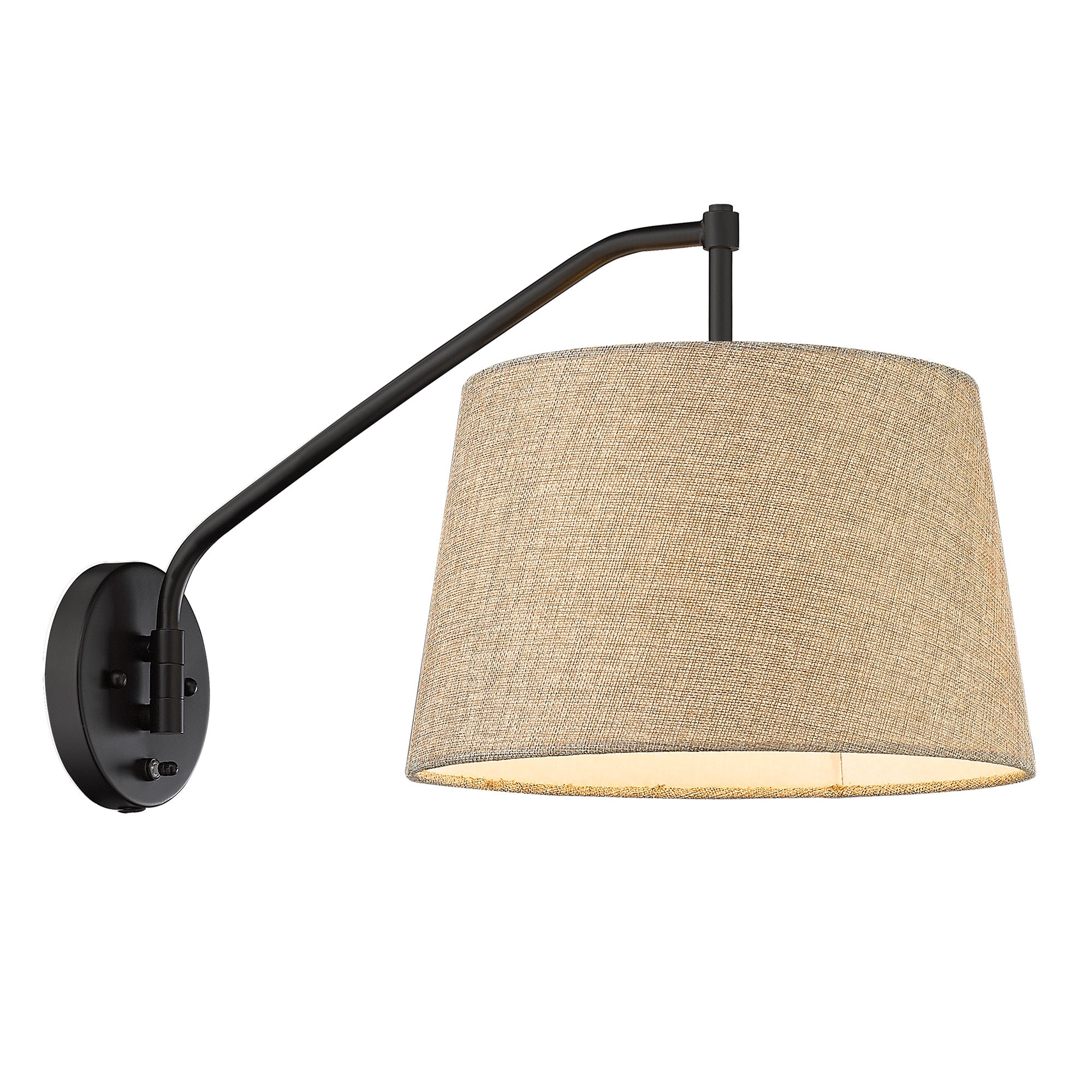 Ryleigh 1-light Swing Arm Wall Lamp in Matte Black and Natural Sisal shade - Image 7