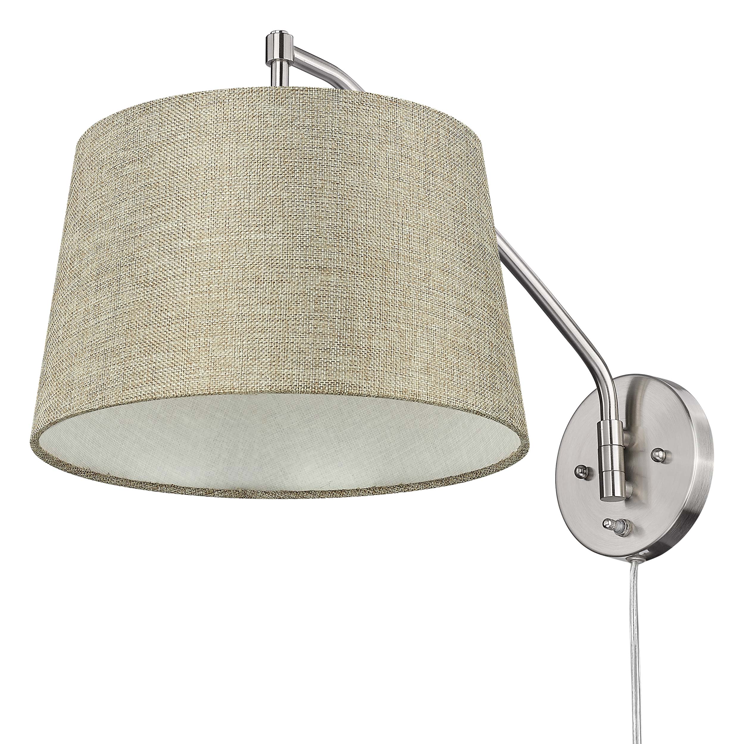 Ryleigh 1-light Swing Arm Wall Lamp in Pewter and Natural Sisal shade - Image 7