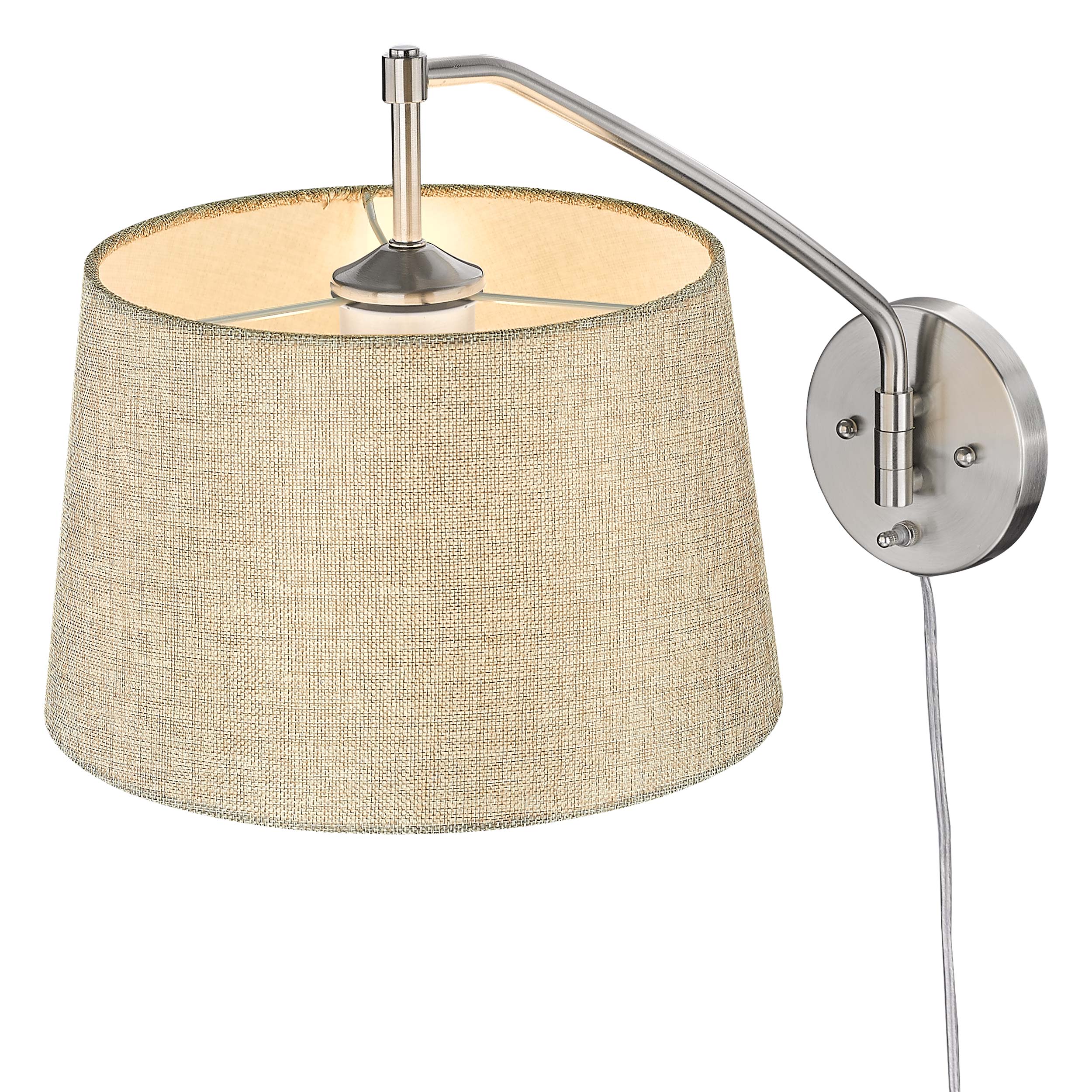 Ryleigh 1-light Swing Arm Wall Lamp in Pewter and Natural Sisal shade - Image 8