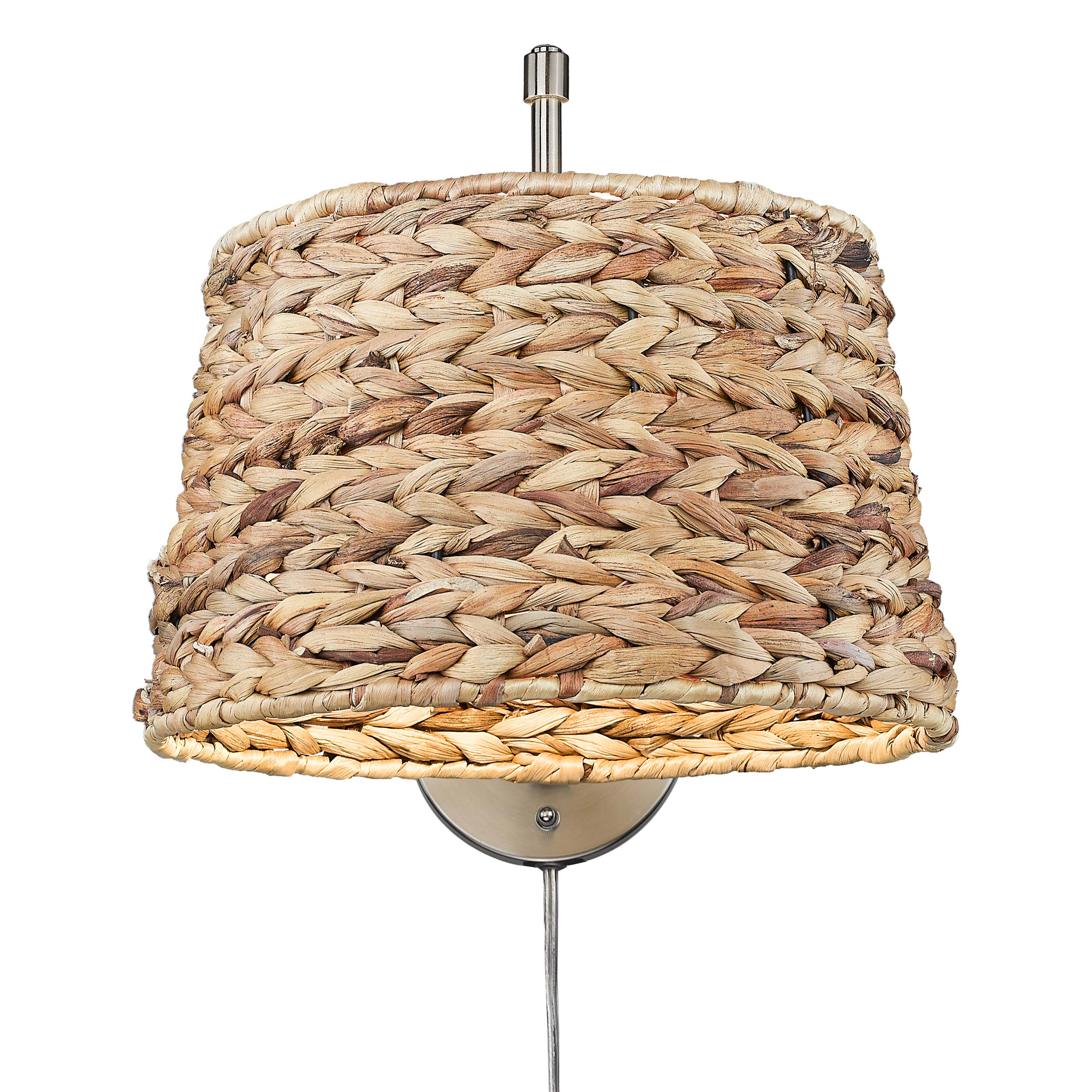 Ryleigh 1-light Swing Arm Wall Lamp in Pewter and Woven Sweet Grass shade - Image 4