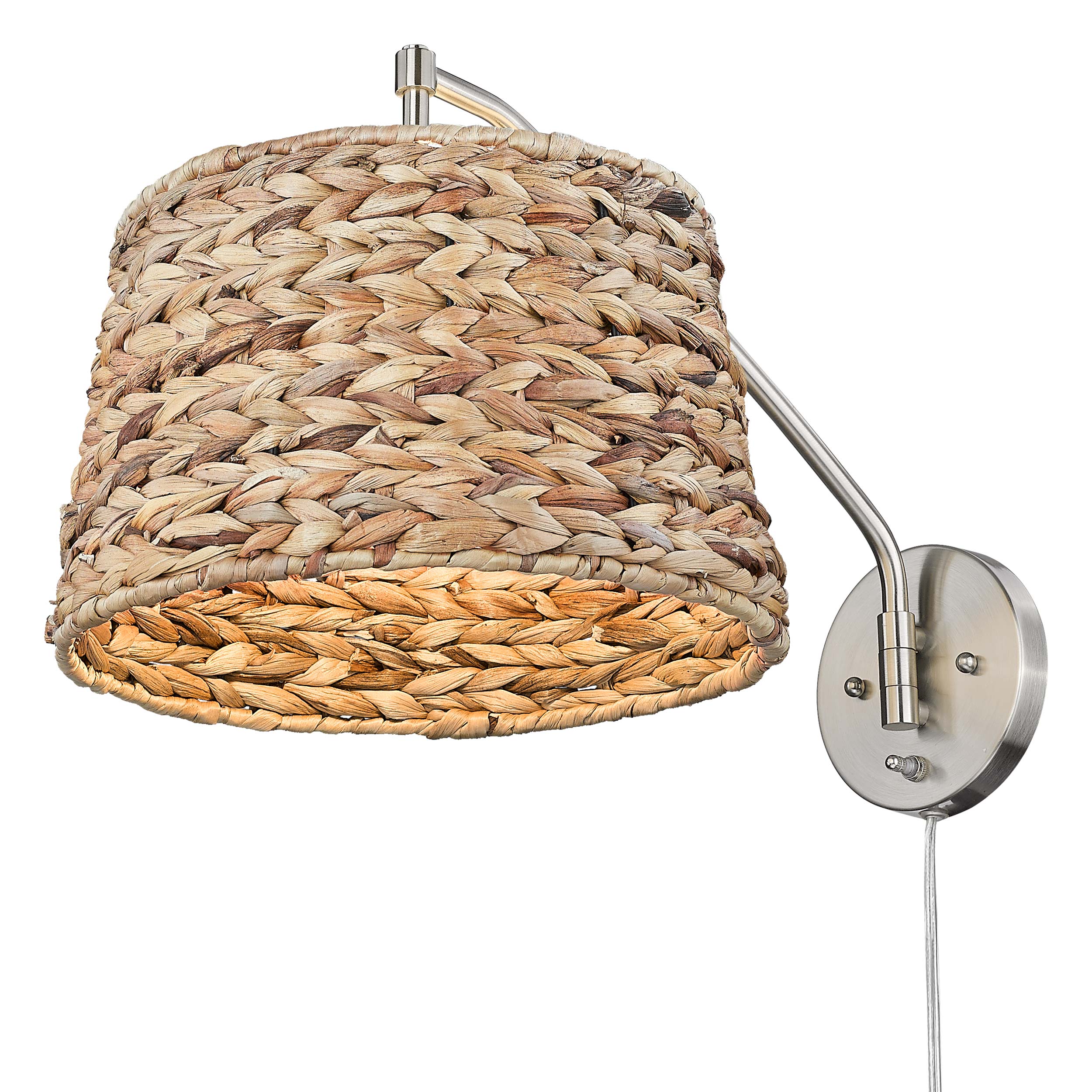 Ryleigh 1-light Swing Arm Wall Lamp in Pewter and Woven Sweet Grass shade - Image 6
