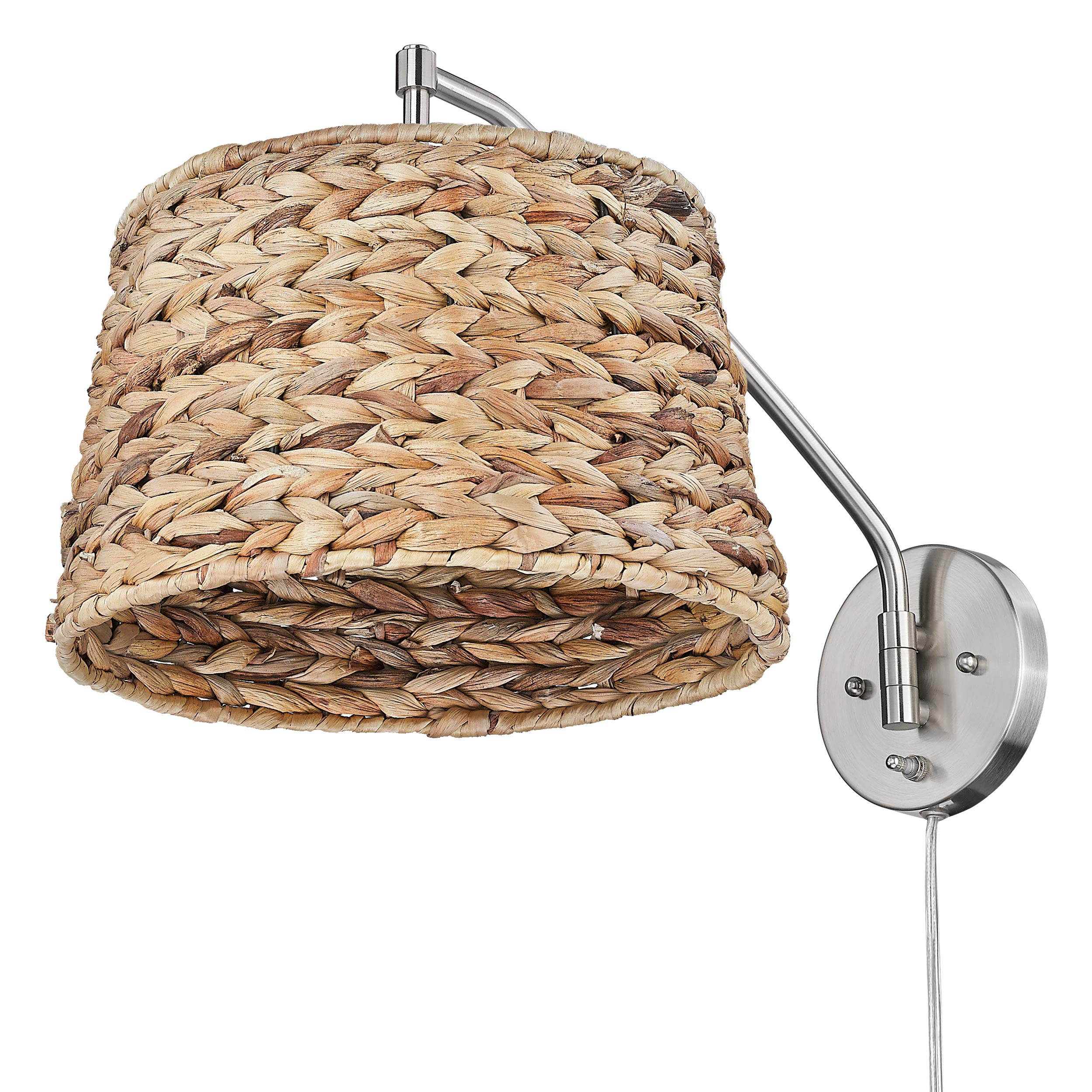 Ryleigh 1-light Swing Arm Wall Lamp in Pewter and Woven Sweet Grass shade - Image 7
