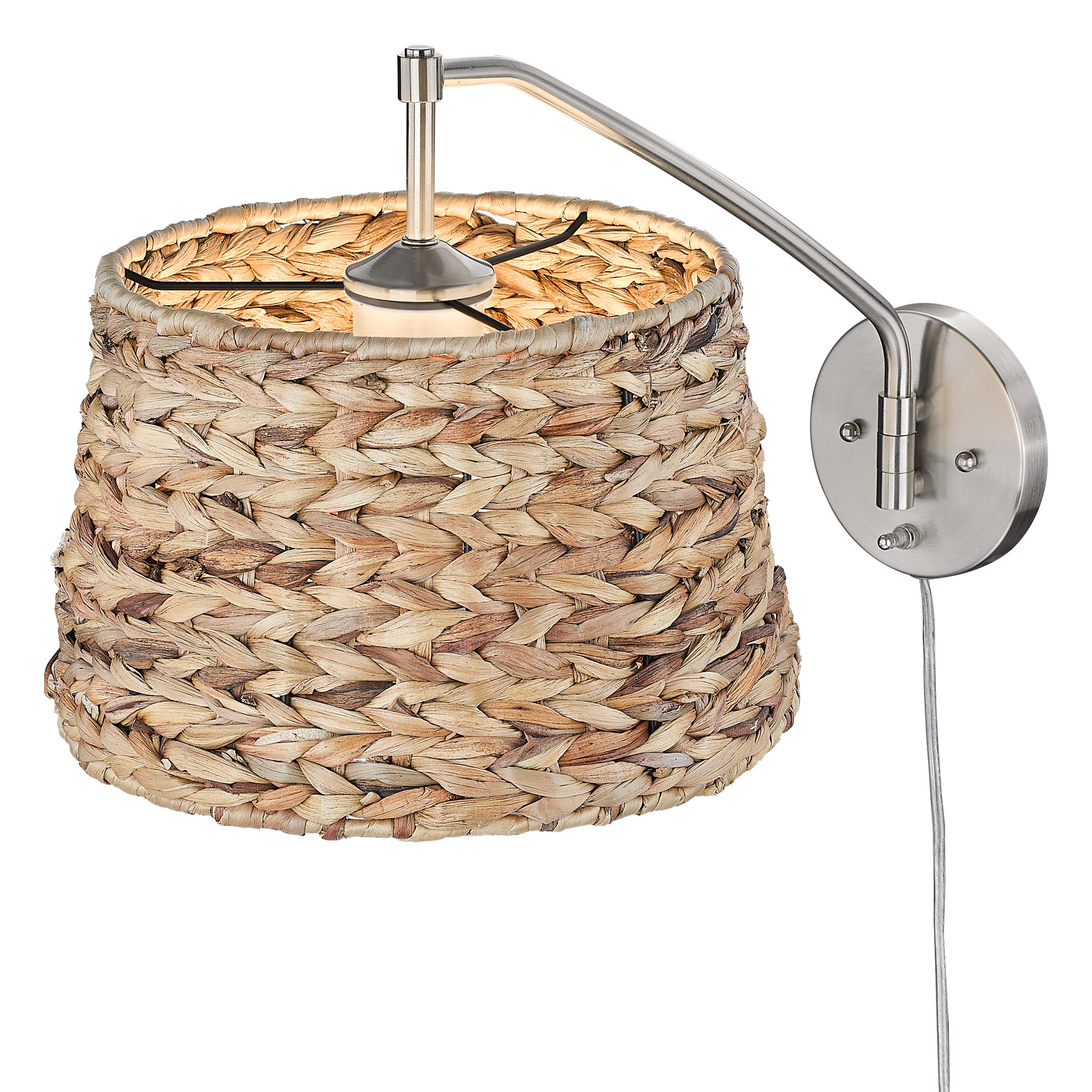 Ryleigh 1-light Swing Arm Wall Lamp in Pewter and Woven Sweet Grass shade - Image 8