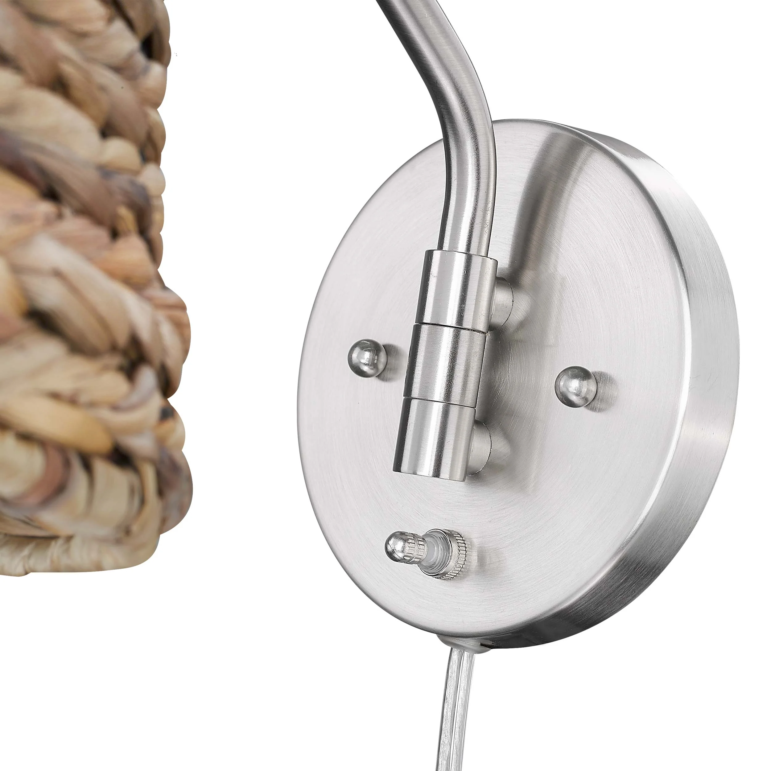 Ryleigh 1-light Swing Arm Wall Lamp in Pewter and Woven Sweet Grass shade - Image 9