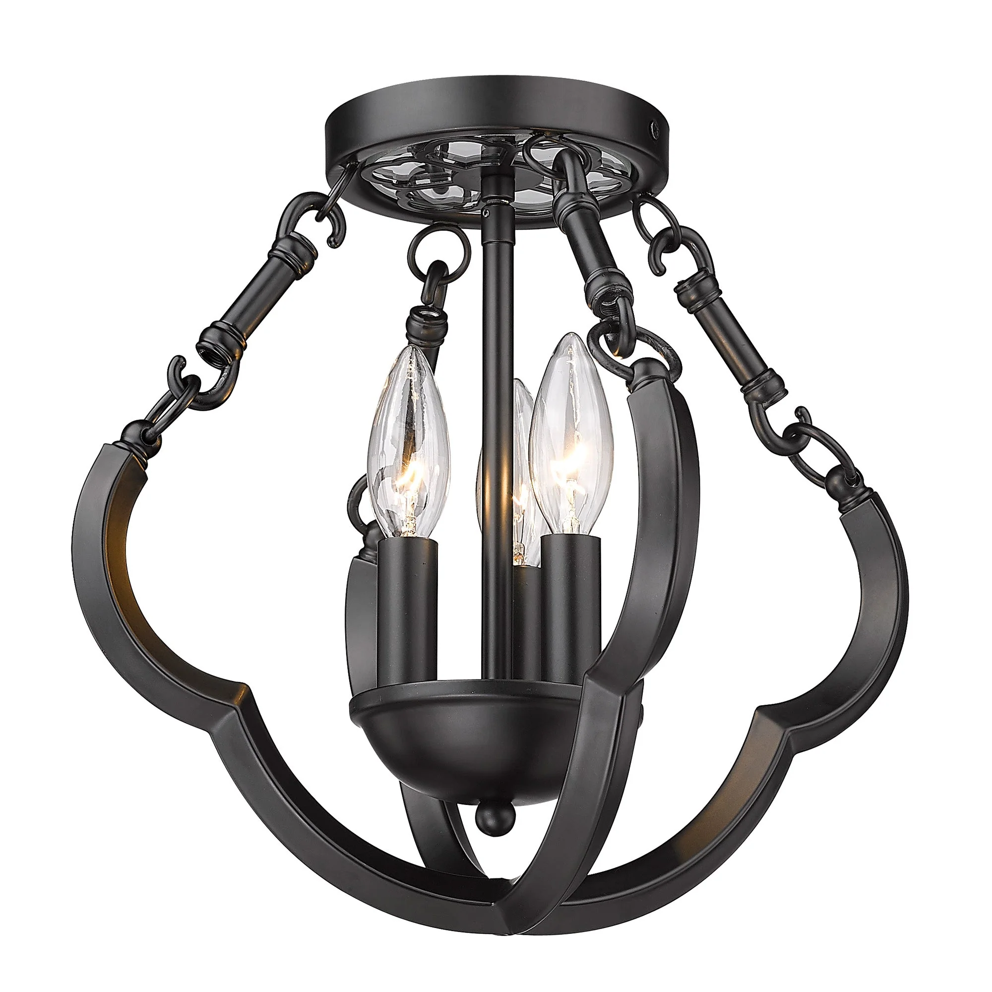 Saxon 3-light Semi-Flush Mount in Matte Black