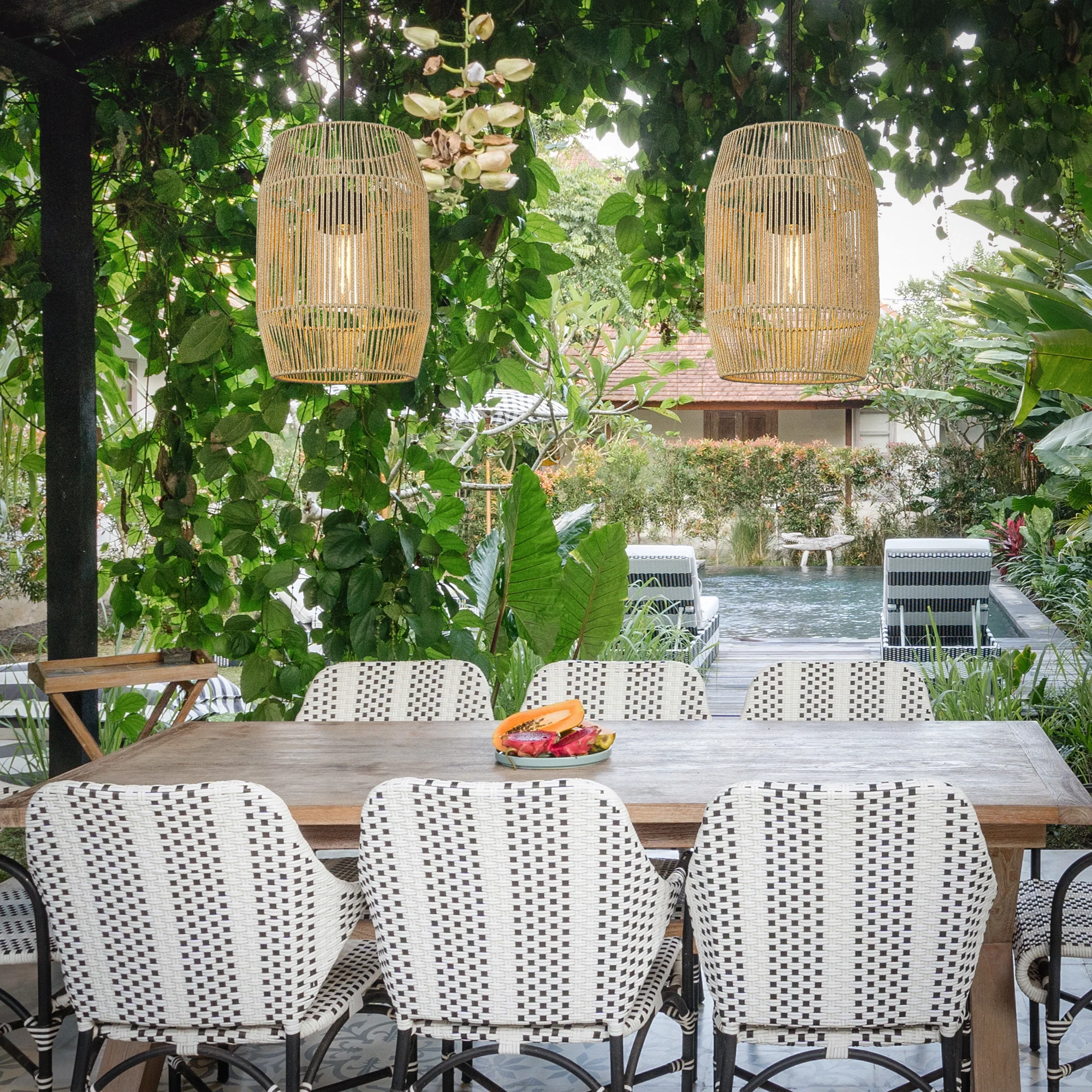 Seabrooke 1-light Outdoor Pendant in Natural Black and Summer Sands shade - Image 6