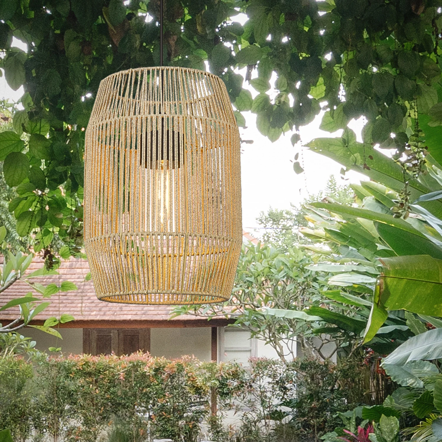Seabrooke 1-light Outdoor Pendant in Natural Black and Summer Sands shade - Image 7