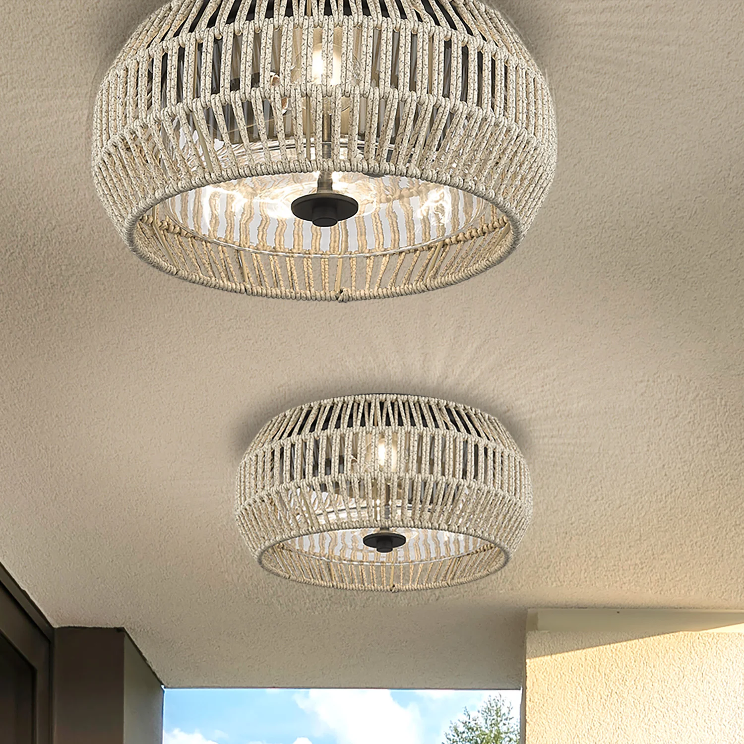 Seabrooke Flush Mount - Outdoor in Natural Black with Summer Sands Shade - Image 6