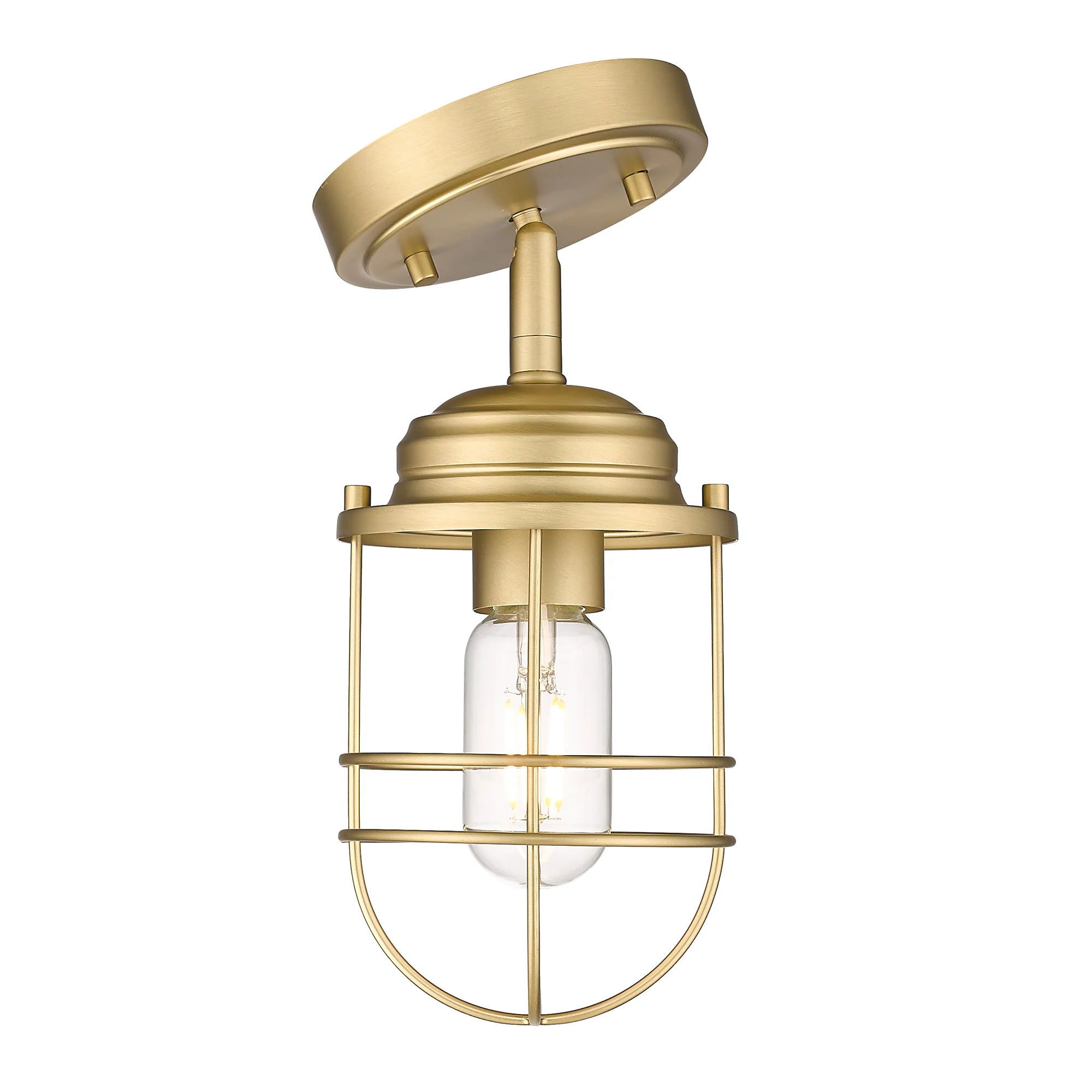 Seaport 1-light Semi-Flush Mount in Brushed Champagne Brass