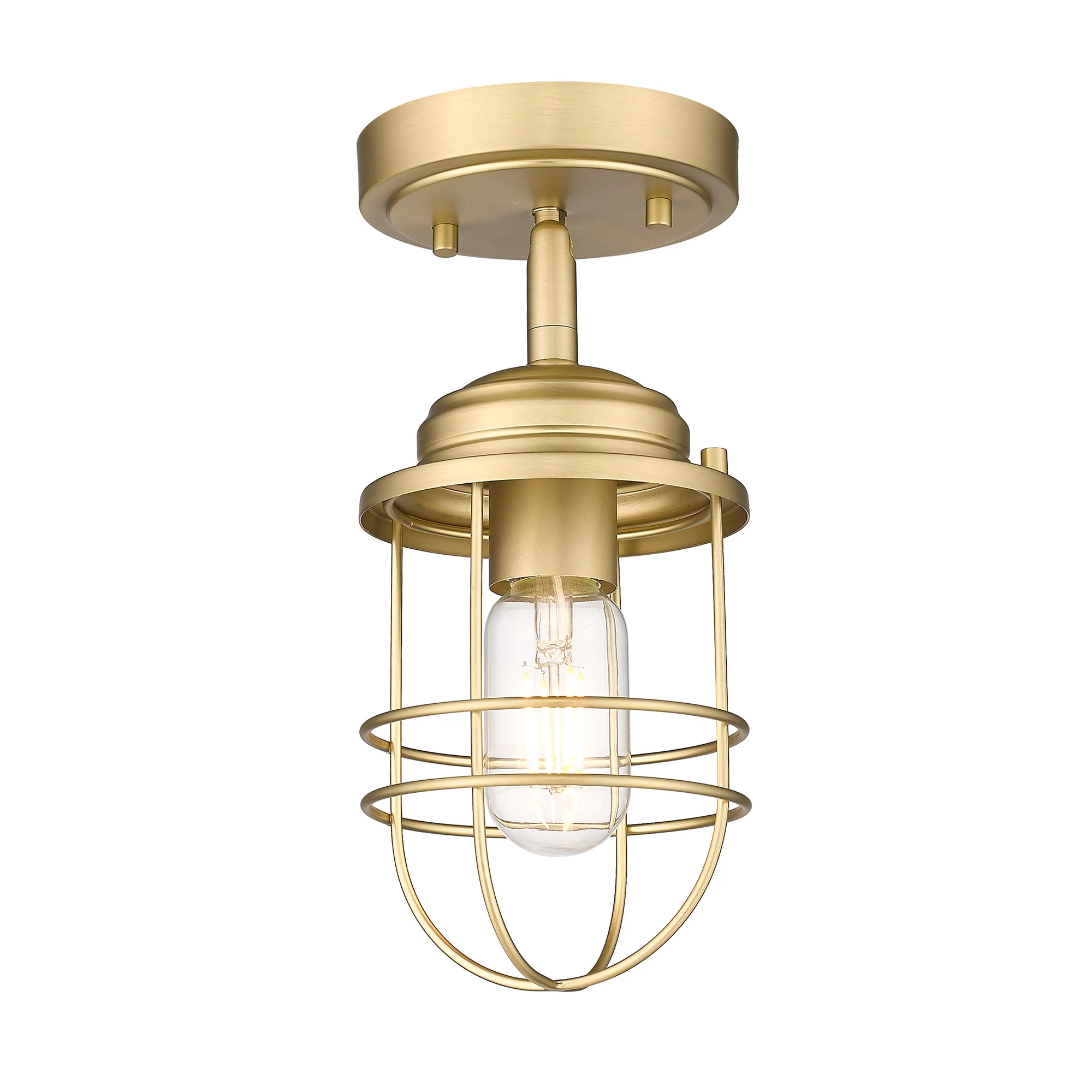 Seaport 1-light Semi-Flush Mount in Brushed Champagne Brass - Image 2