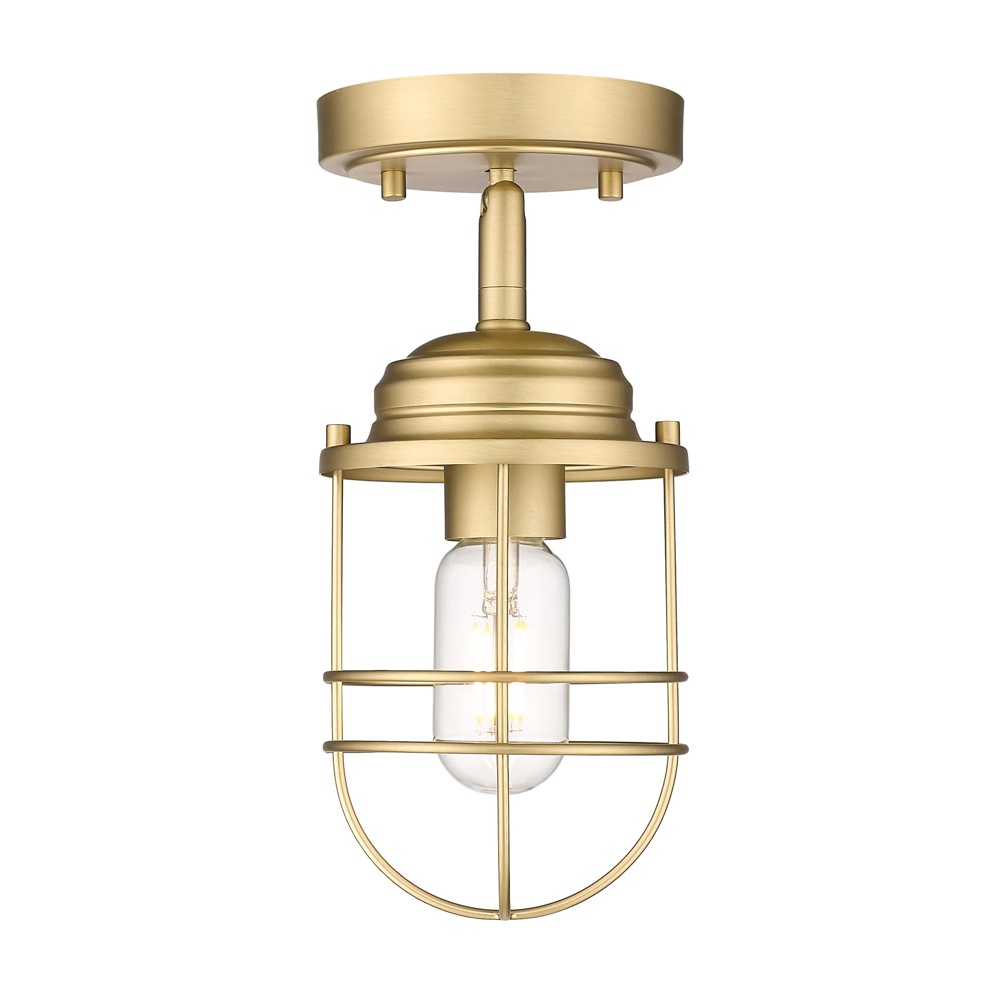 Seaport 1-light Semi-Flush Mount in Brushed Champagne Brass - Image 3