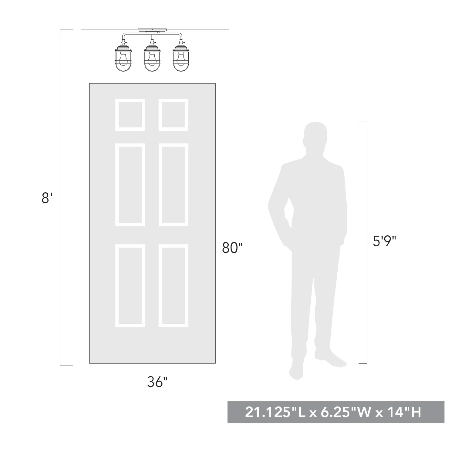 Seaport 3-light Semi-Flush Mount in Matte Black - Image 4