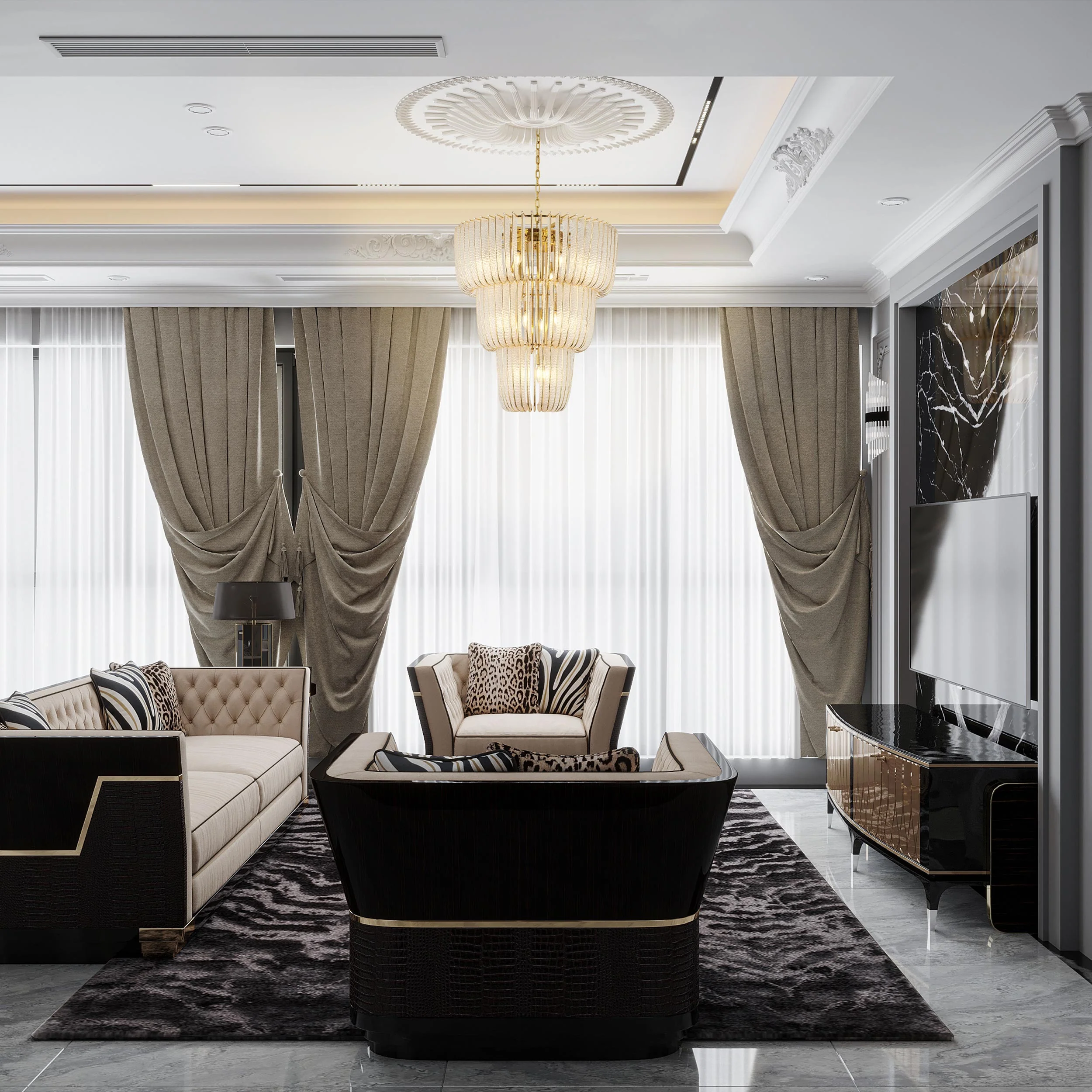 Shahi 17-light Chandelier in Titanium Gold - Image 3