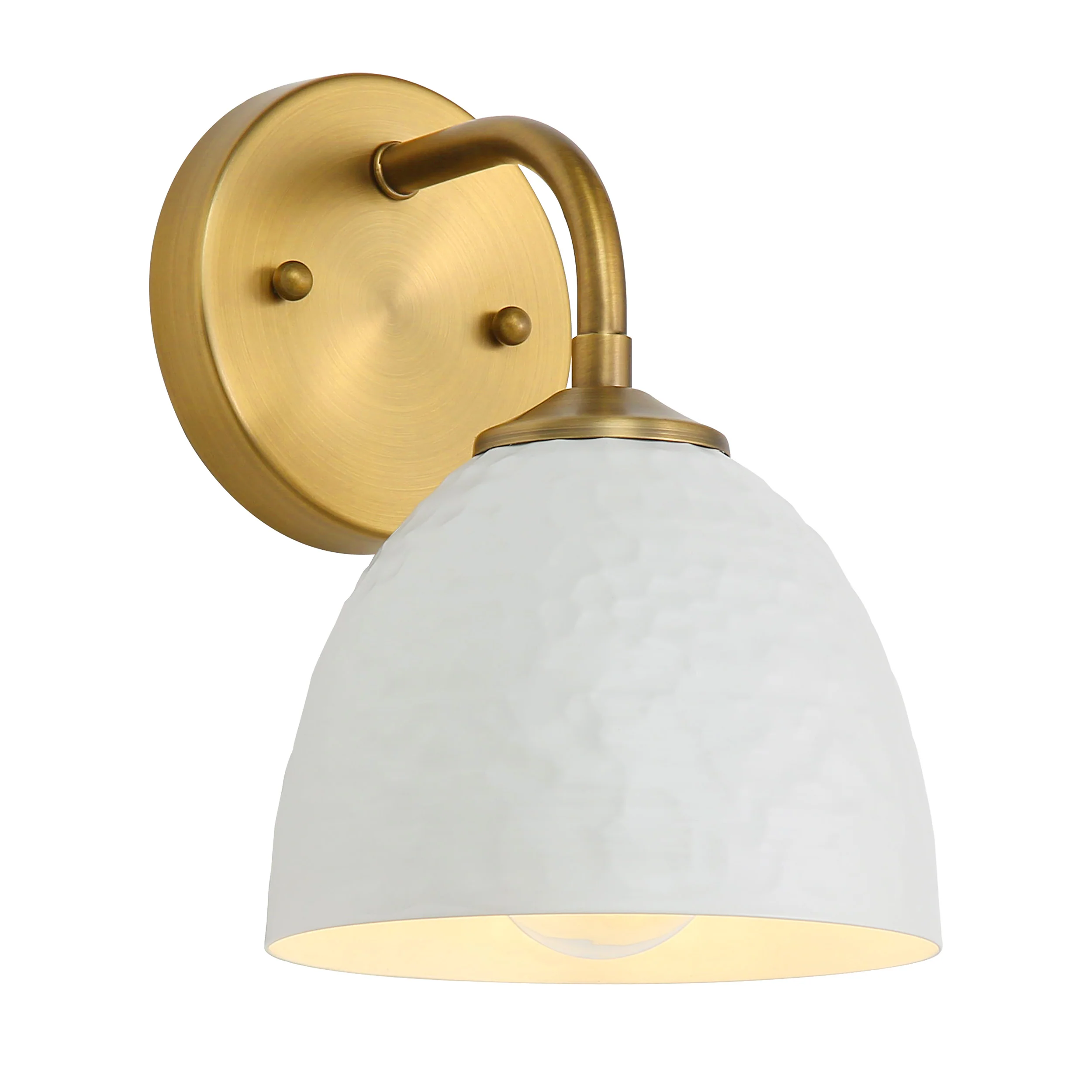 Shepard 1-light Wall Sconce in Modern Brass and Matte White shade