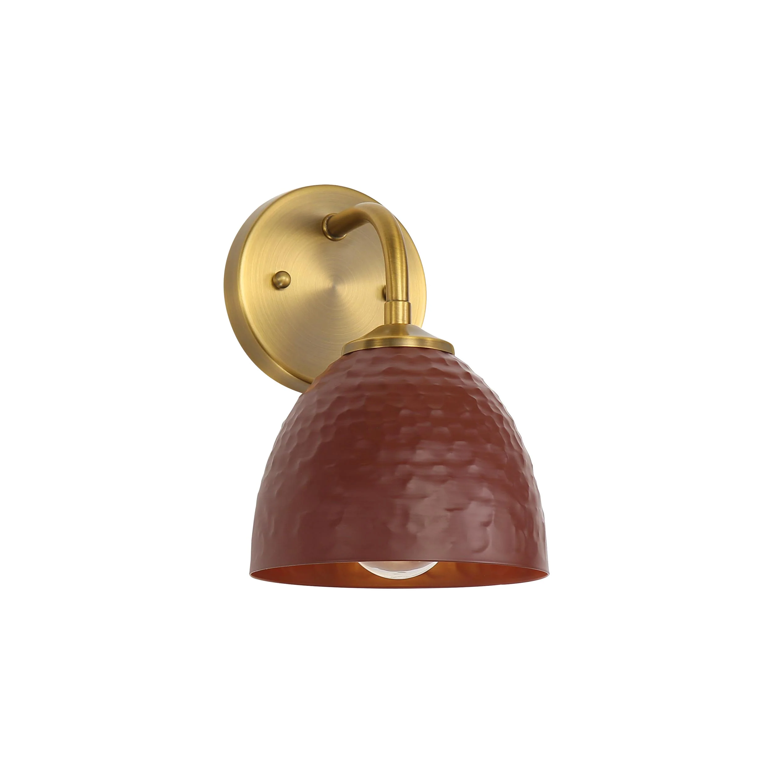 Shepard 1-light Wall Sconce in Modern Brass and Russet Clay shade