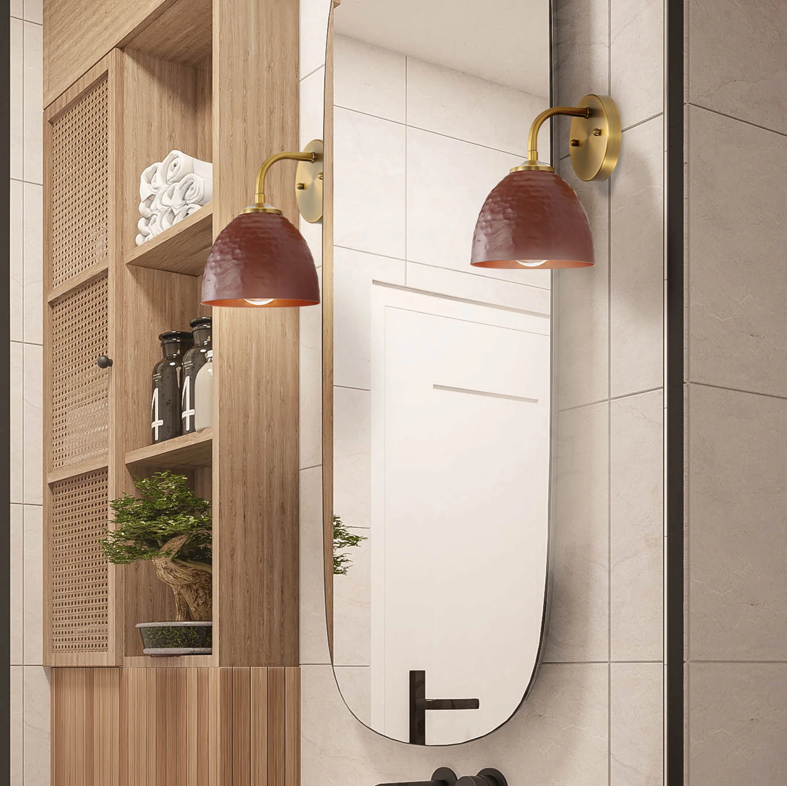 Shepard 1-light Wall Sconce in Modern Brass and Russet Clay shade - Image 8