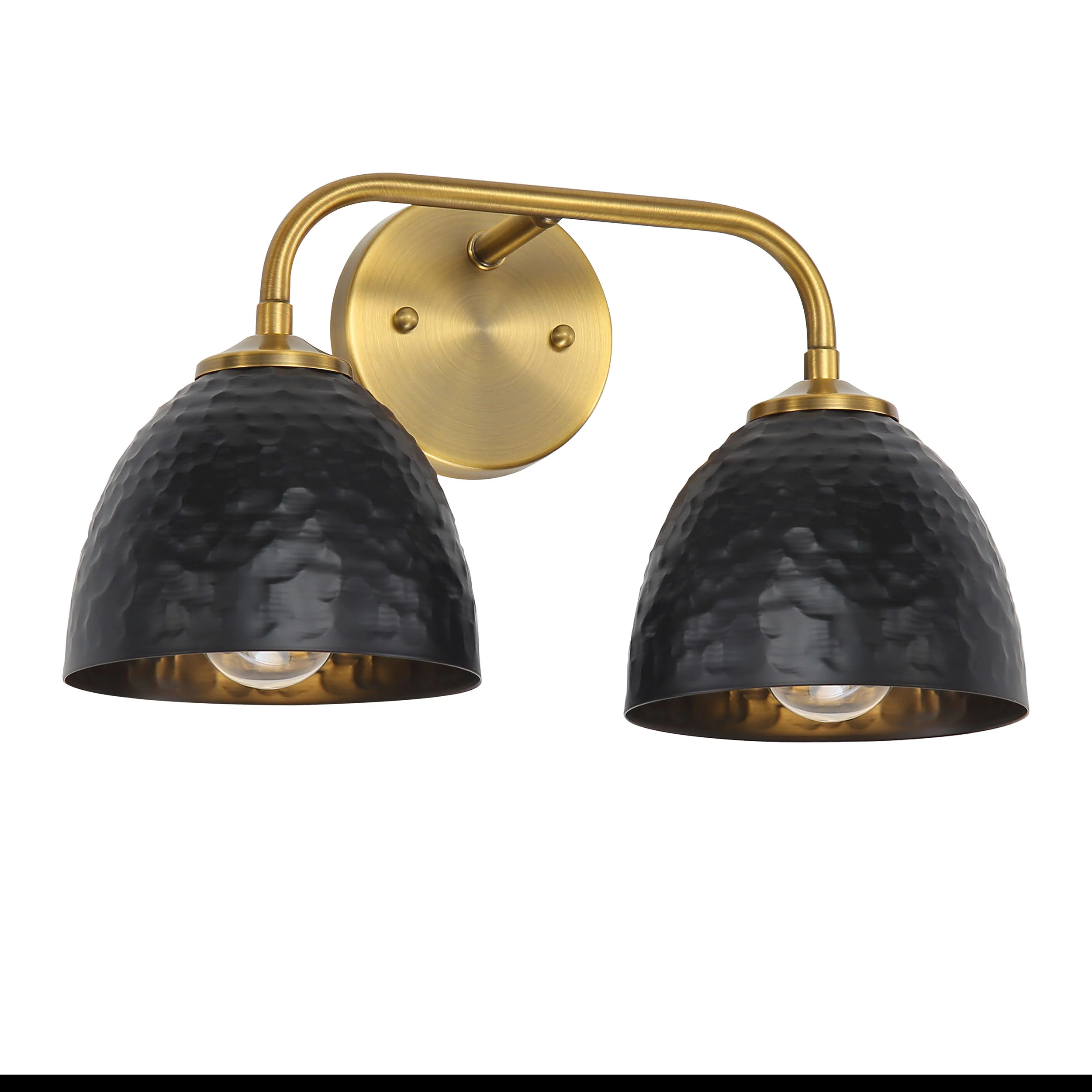 Shepard 2-light Vanity in Modern Brass and Matte Black shade