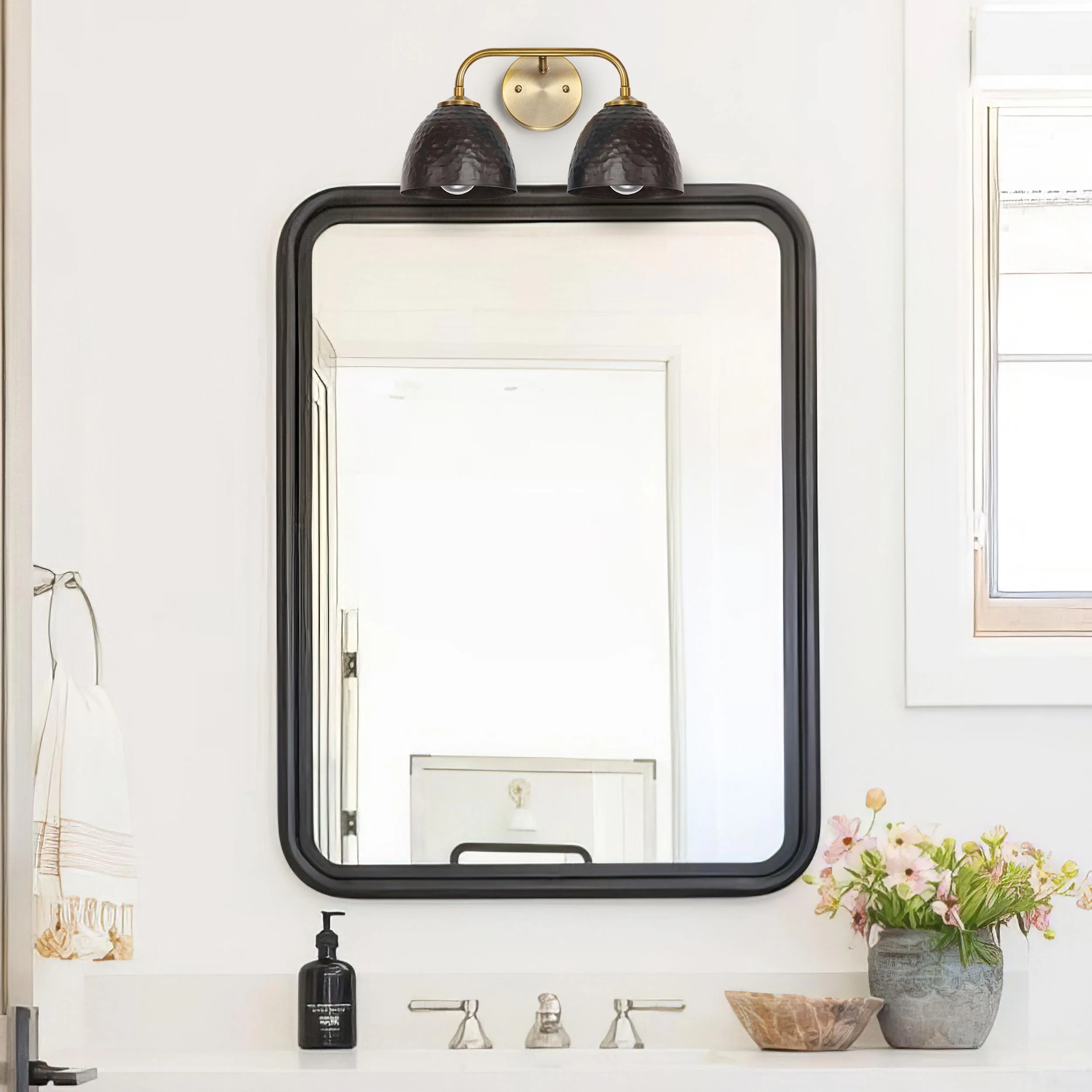 Shepard 2-light Vanity in Modern Brass and Matte Black shade - Image 7