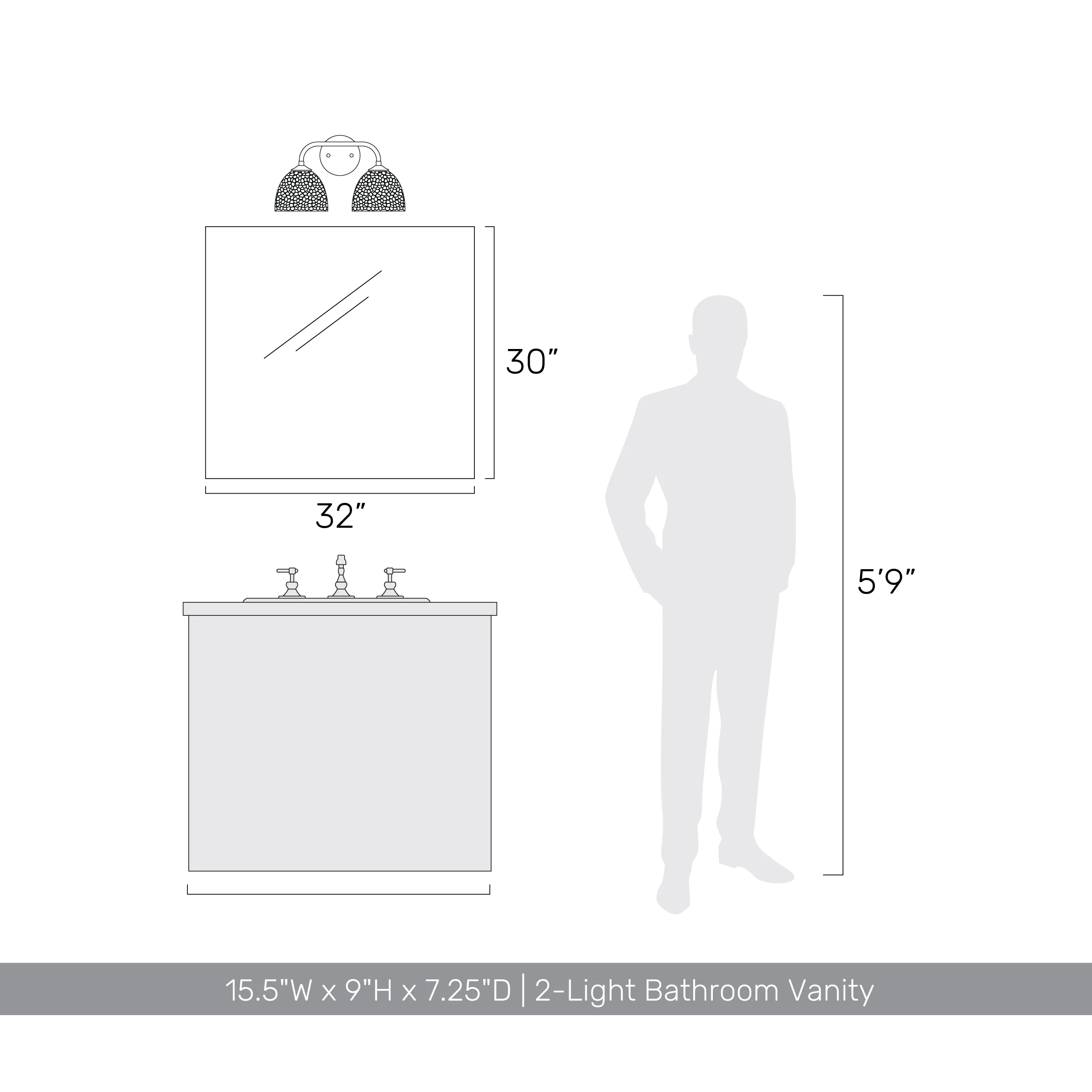 Shepard 2-light Vanity in Modern Brass and Matte Black shade - Image 8