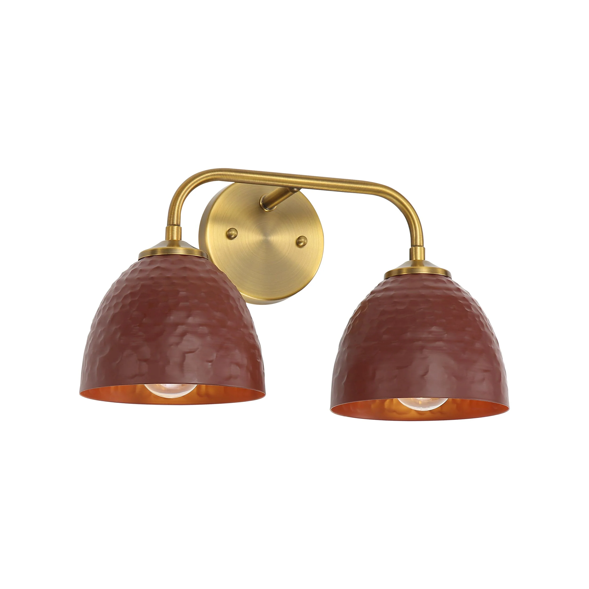 Shepard 2-light Vanity in Modern Brass and Russet Clay shade