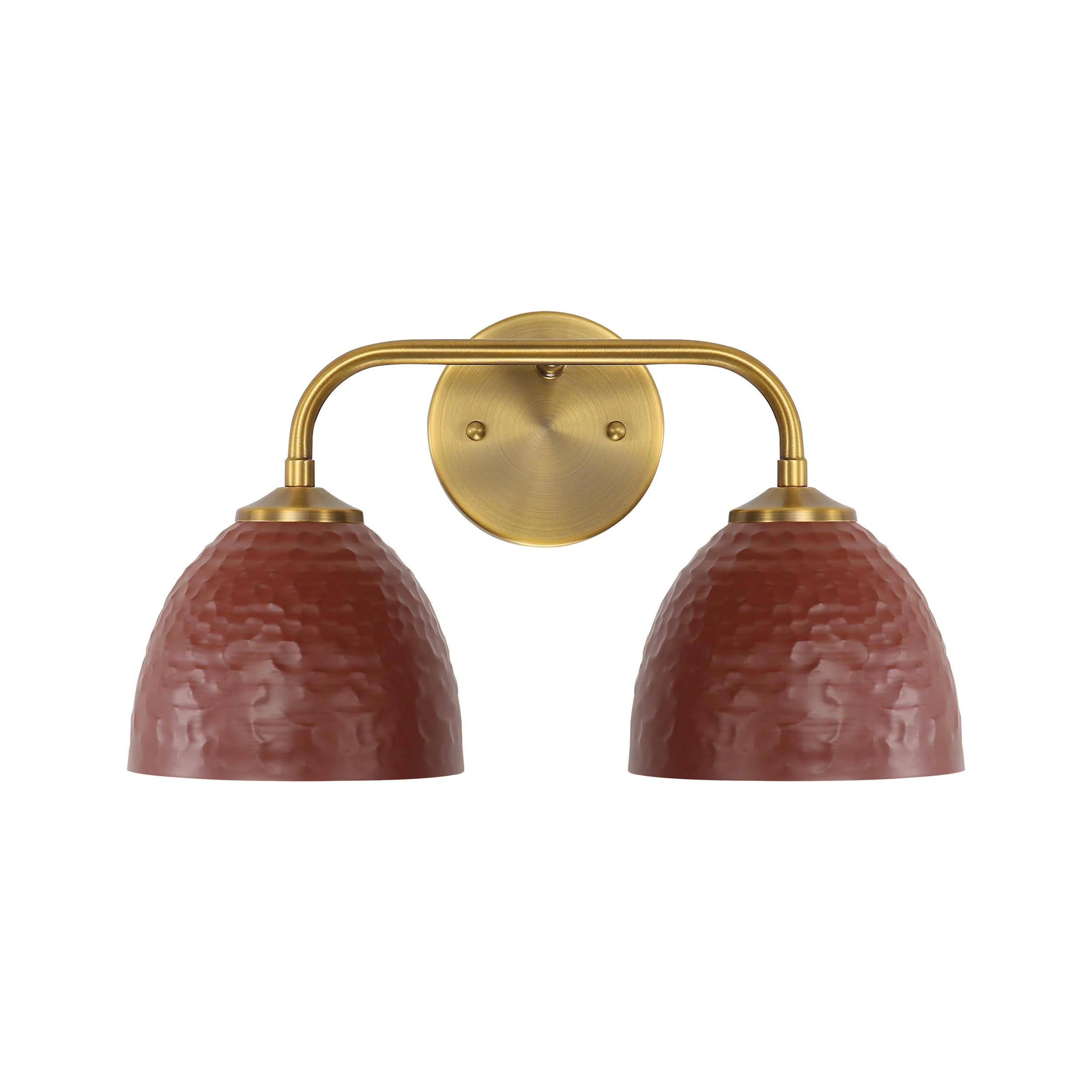 Shepard 2-light Vanity in Modern Brass and Russet Clay shade - Image 2