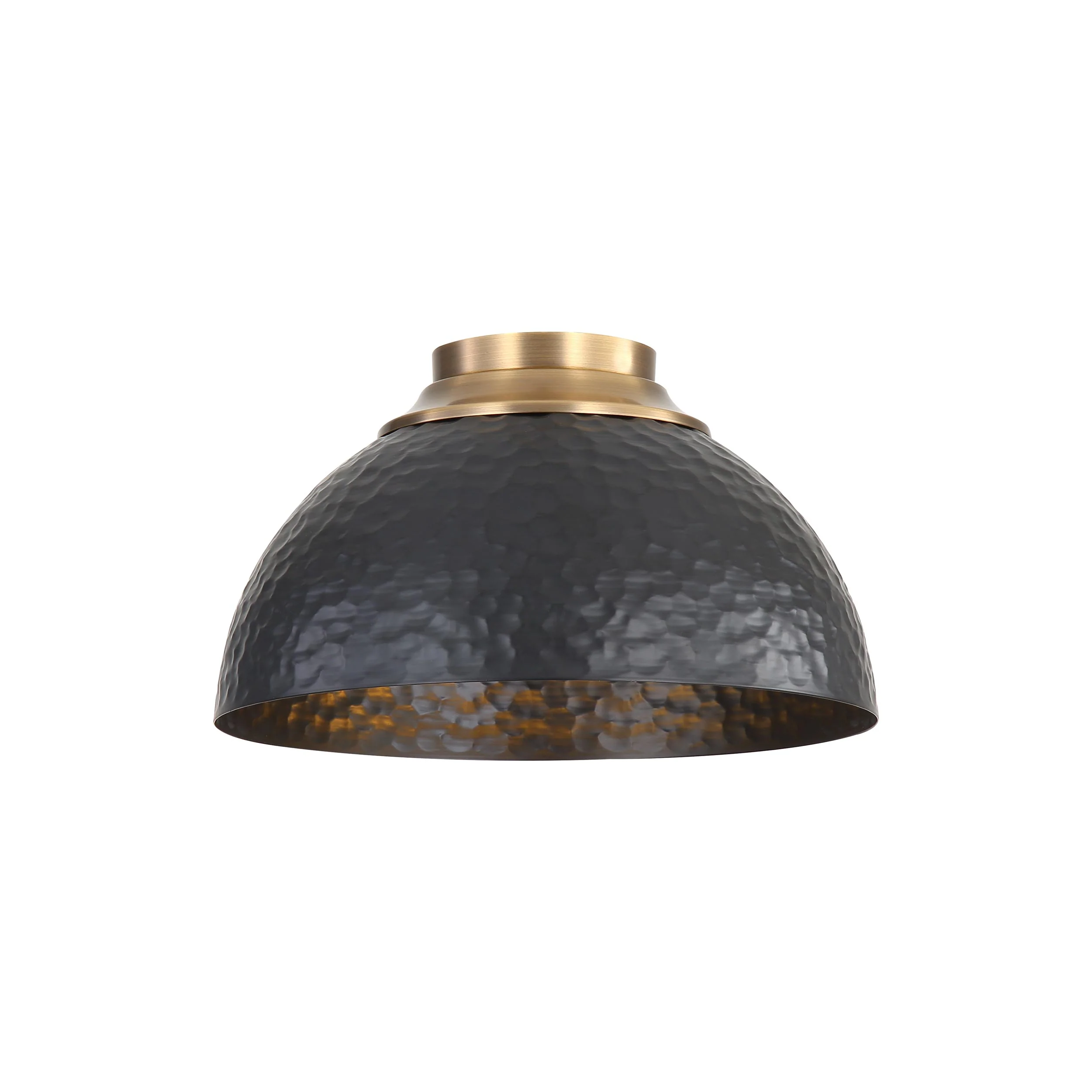 Shepard 3-light Flush Mount in Modern Brass and Matte Black shade