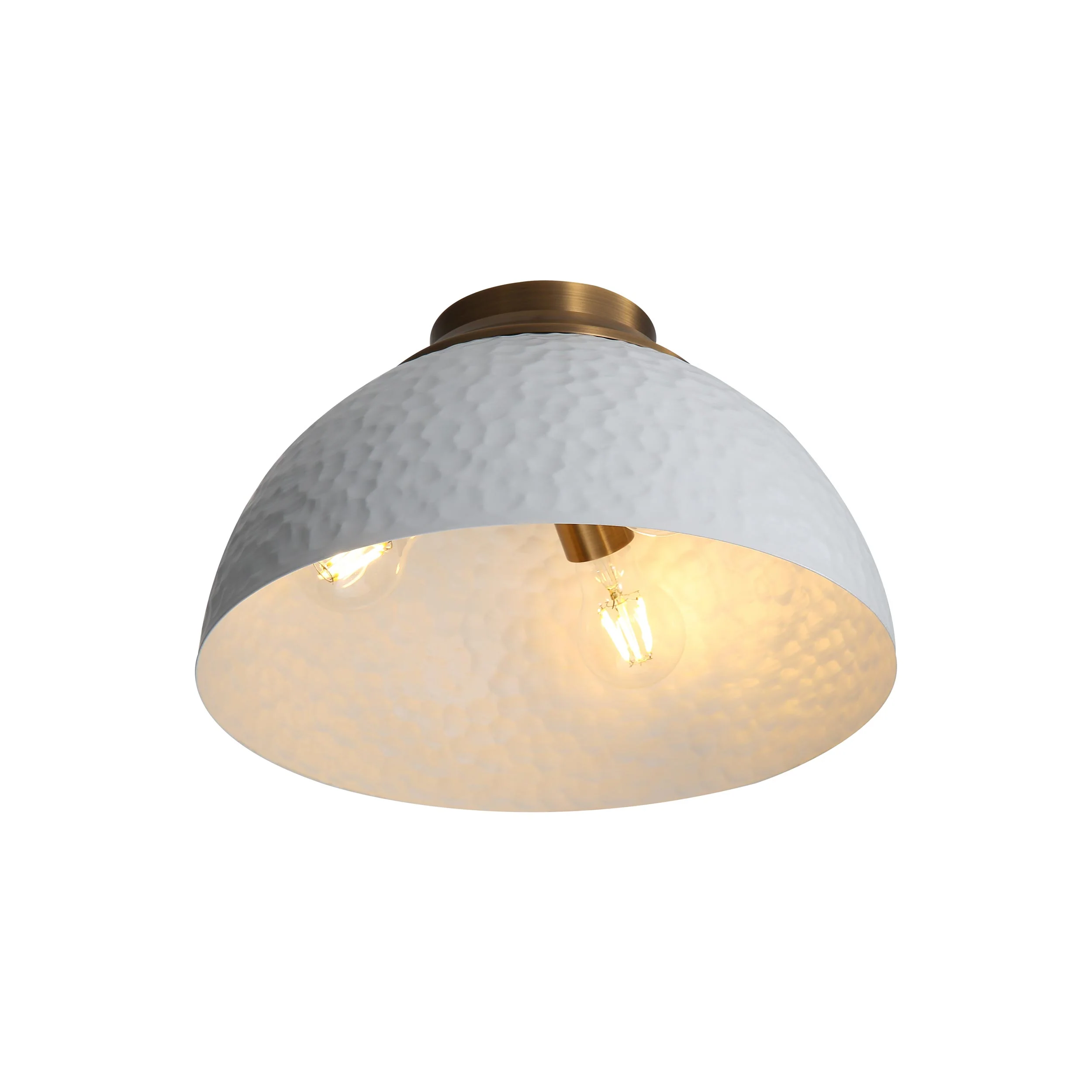 Shepard 3-light Flush Mount in Modern Brass and Matte White shade - Image 3