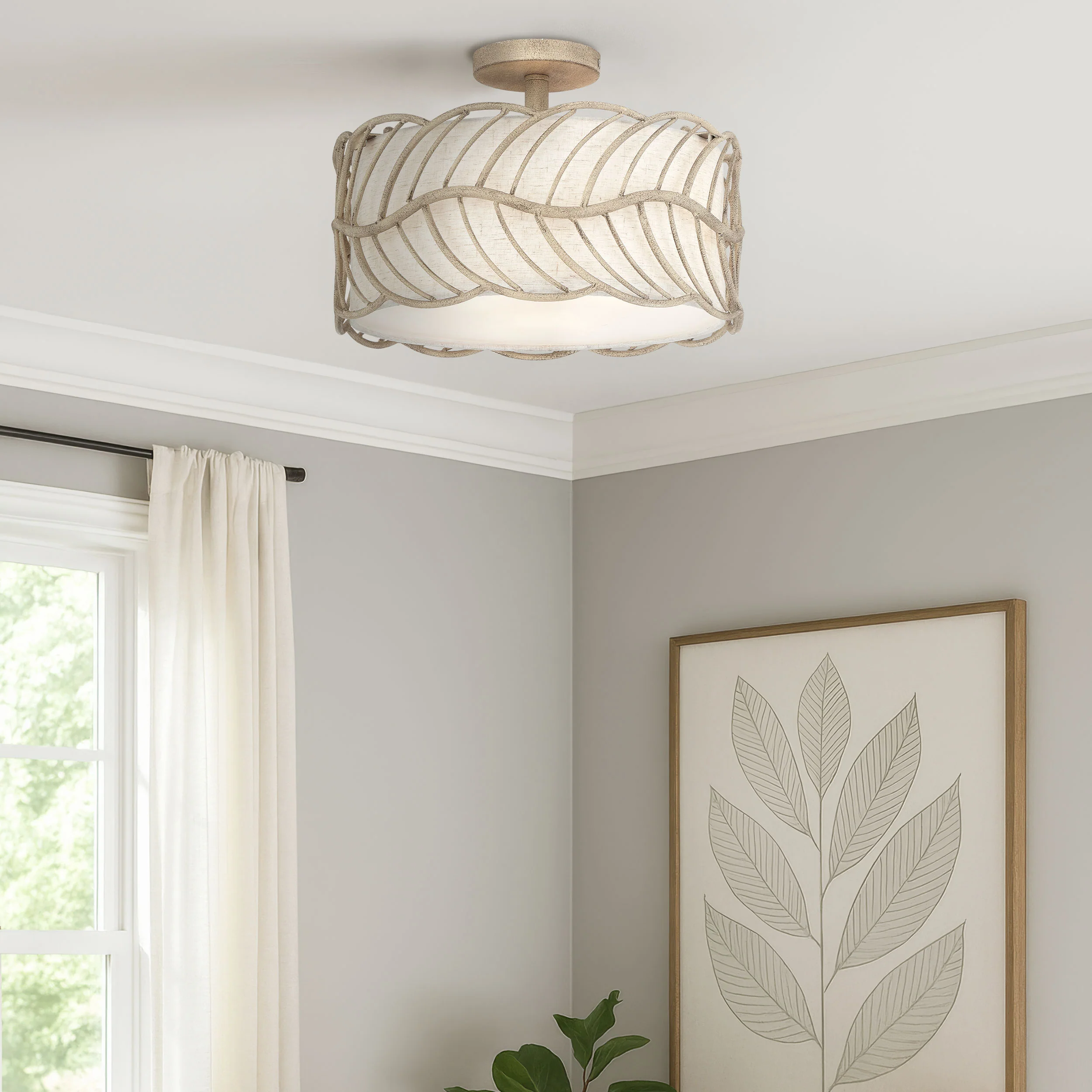 Simbolo 3-light Semi-Flush Mount in Almond - Image 7