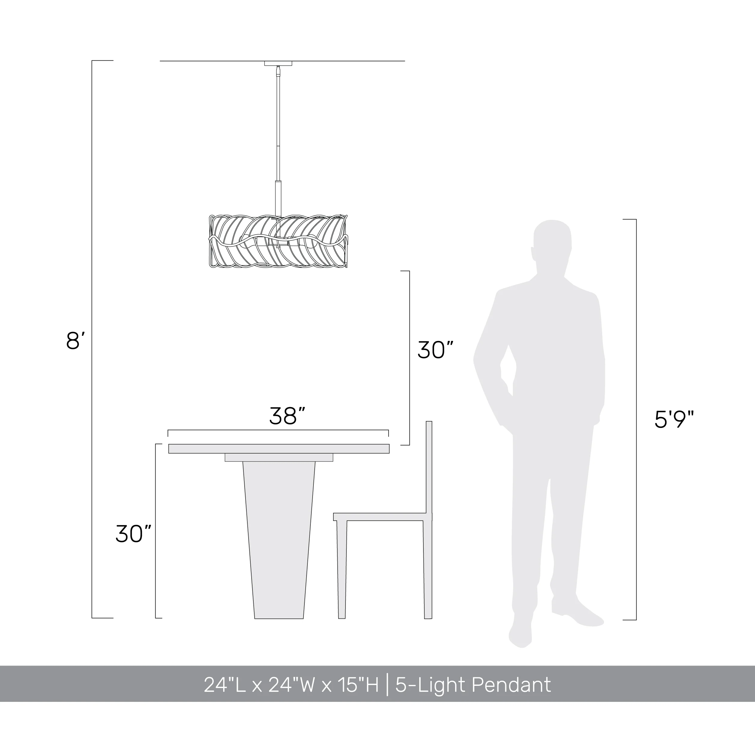 Simbolo 5-light Pendant in Almond - Image 13