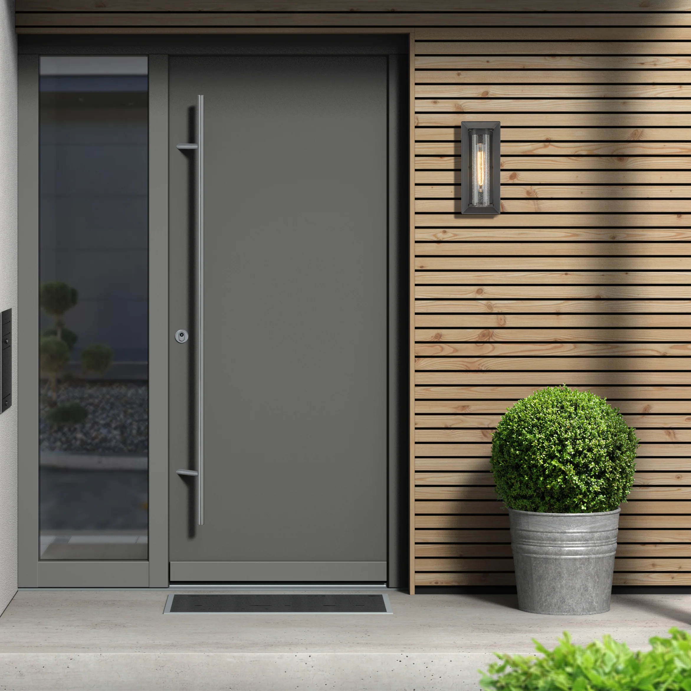 Smyth 1-light Outdoor Wall in Natural Black and Seeded Glass - Image 3