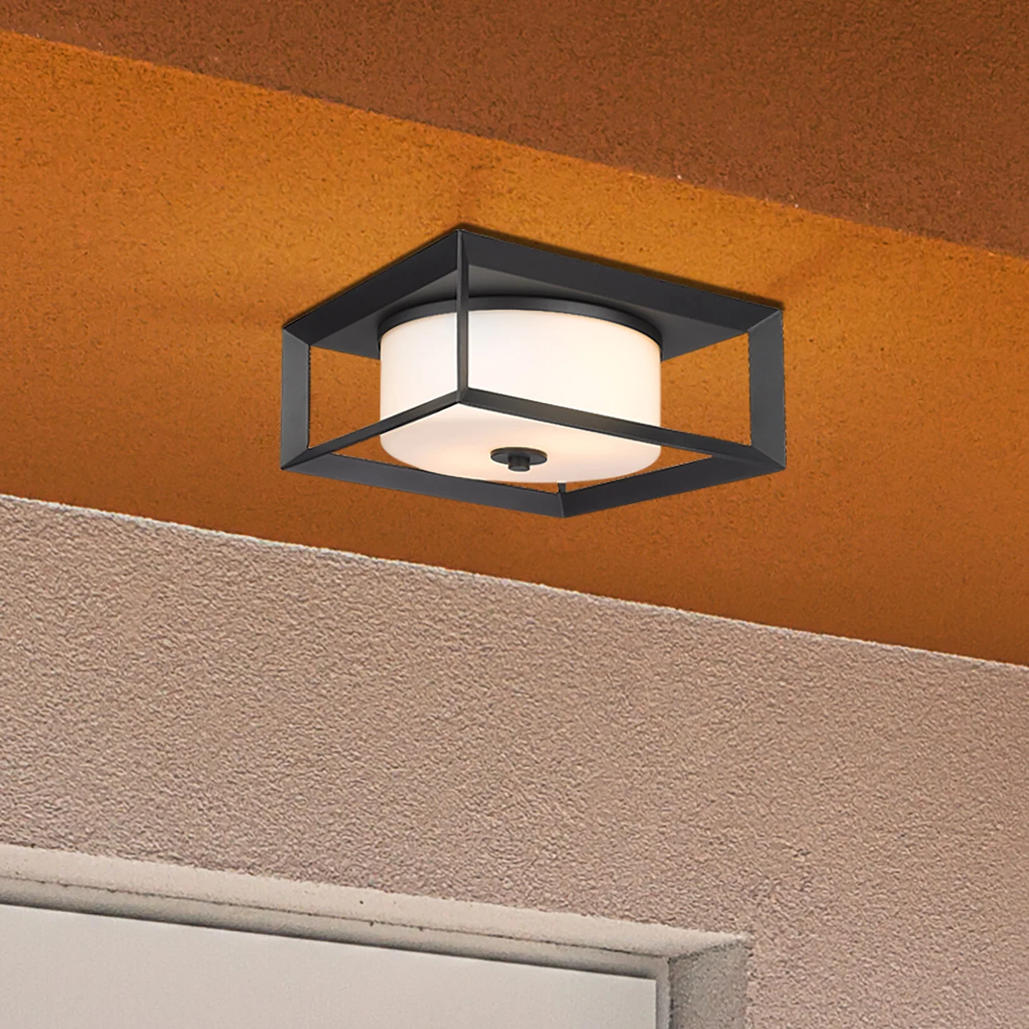 Smyth 2-light Outdoor Ceiling in Natural Black and Opal Glass - Image 3