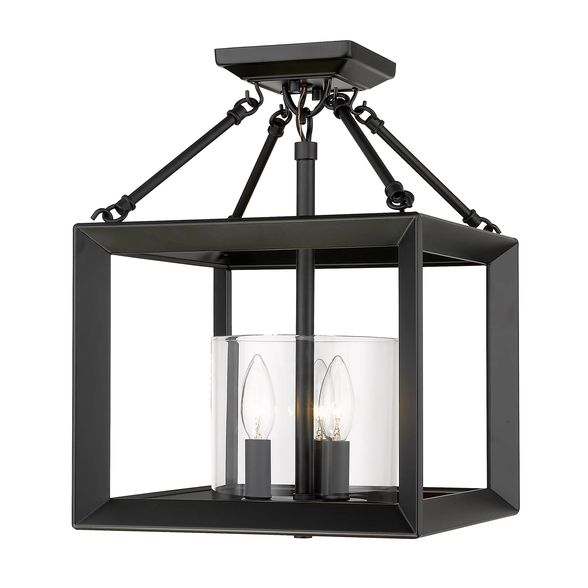 Smyth 3-light 17"H Semi-Flush Mount in Matte Black and Clear Glass