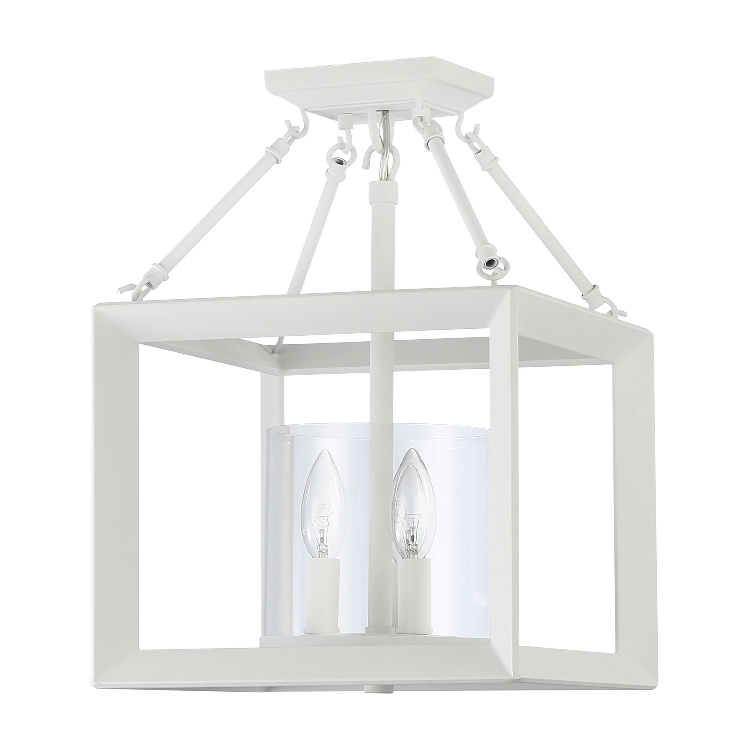 Smyth 3-light 17"H Semi-Flush Mount in Natural White and Clear Glass - Image 3