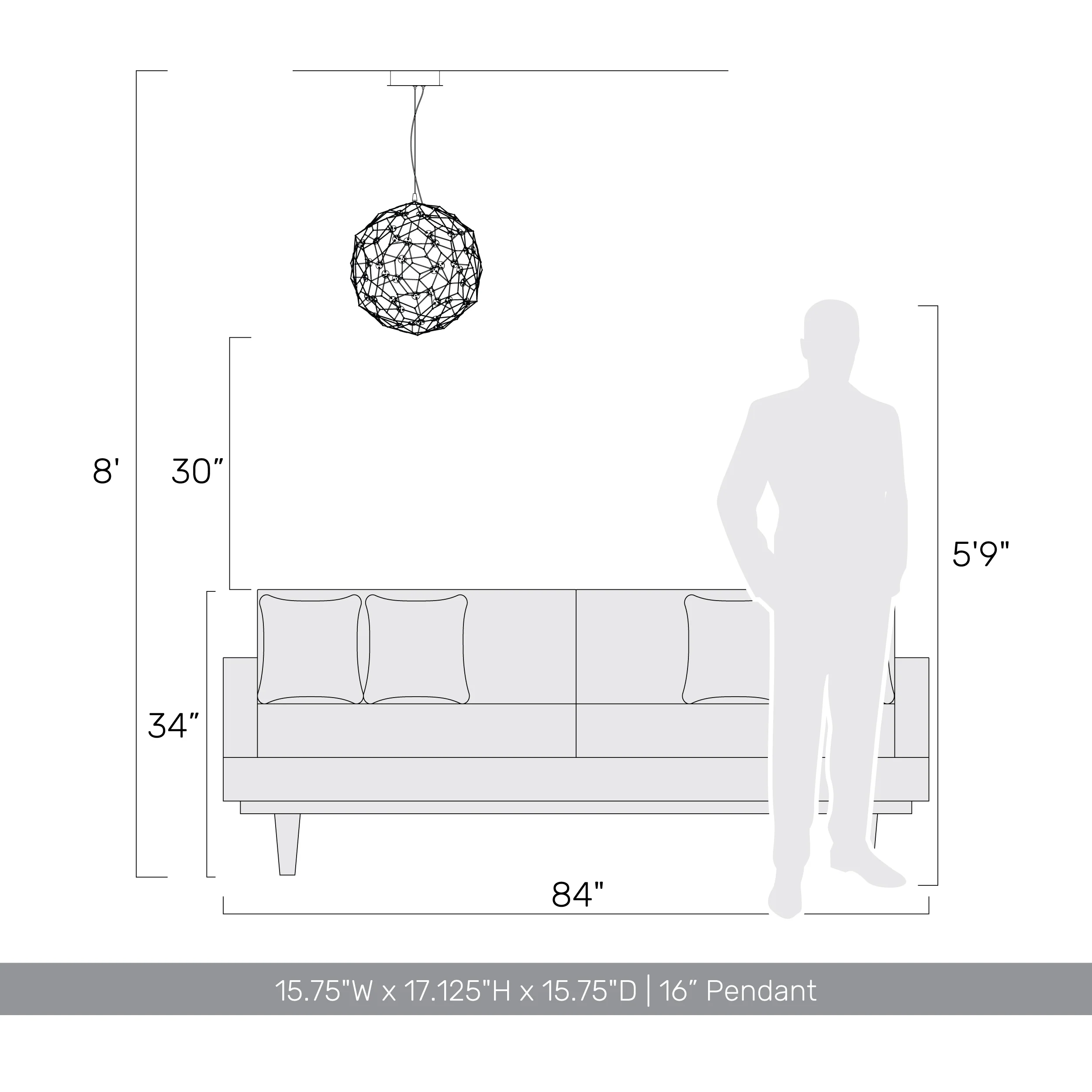 Spheris Integrated LED 16in Pendant in Natural Brass - Image 6