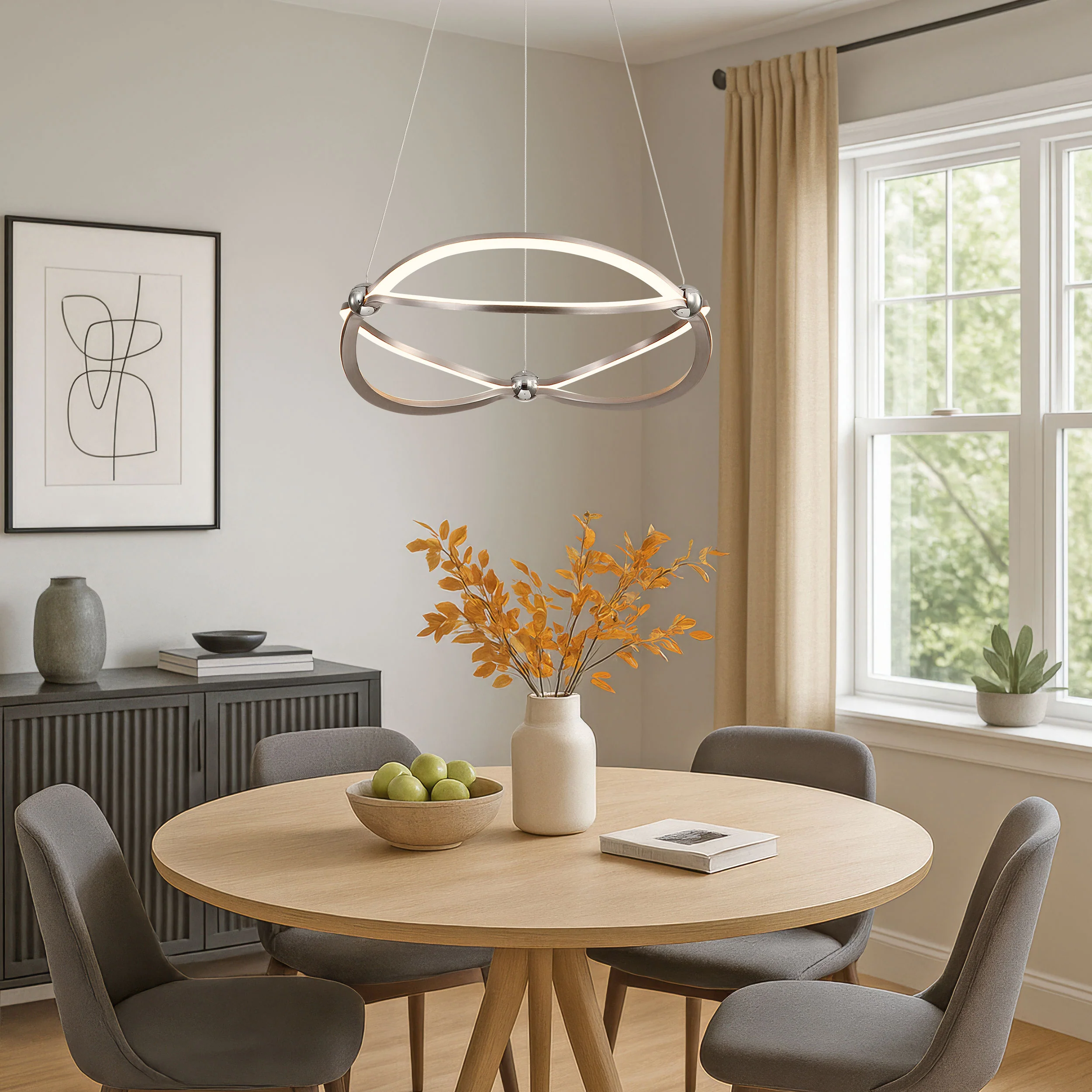 Spirale Integrated LED 19in Chandelier in Satin Nickel - Image 11