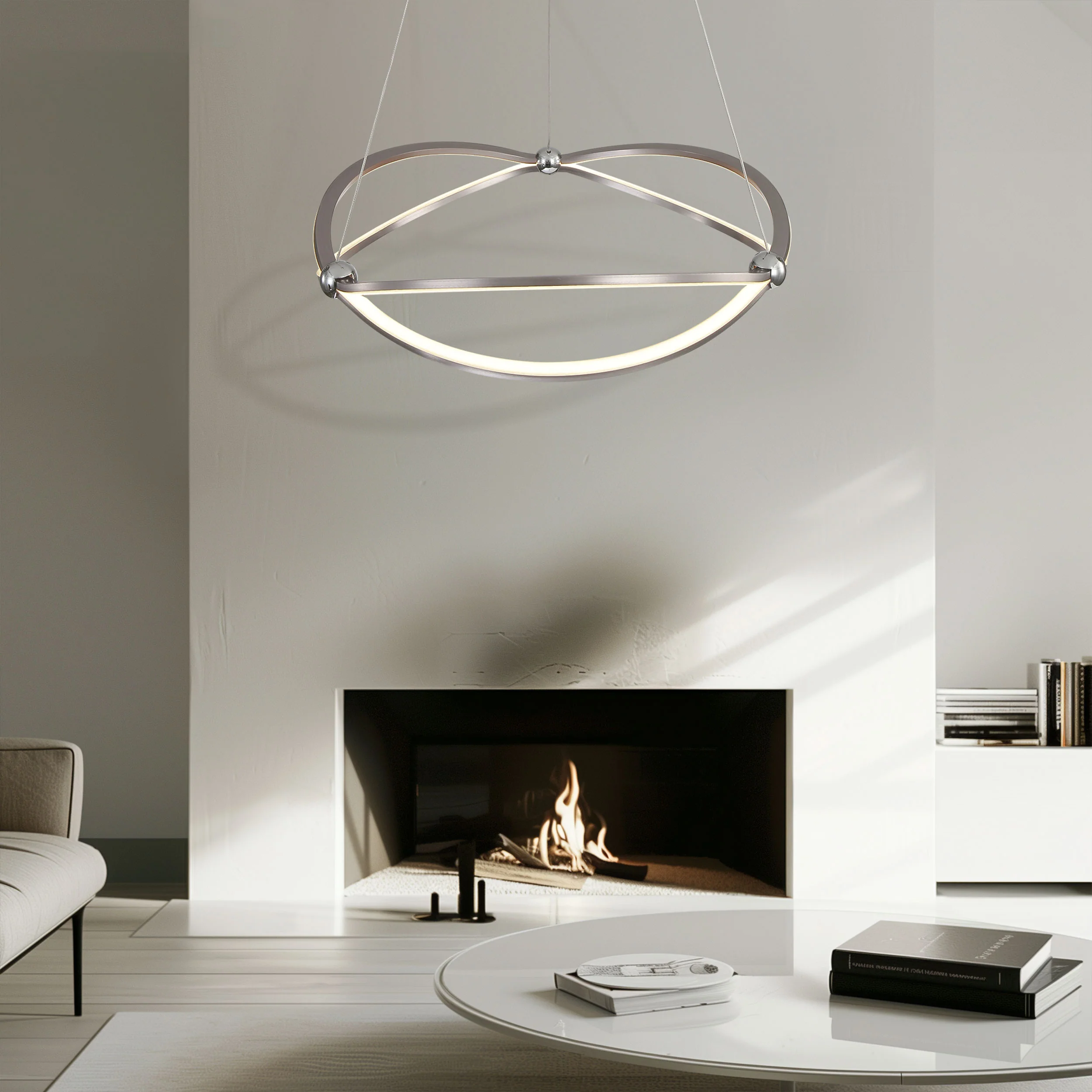 Spirale Integrated LED 24in Chandelier in Satin Nickel - Image 11
