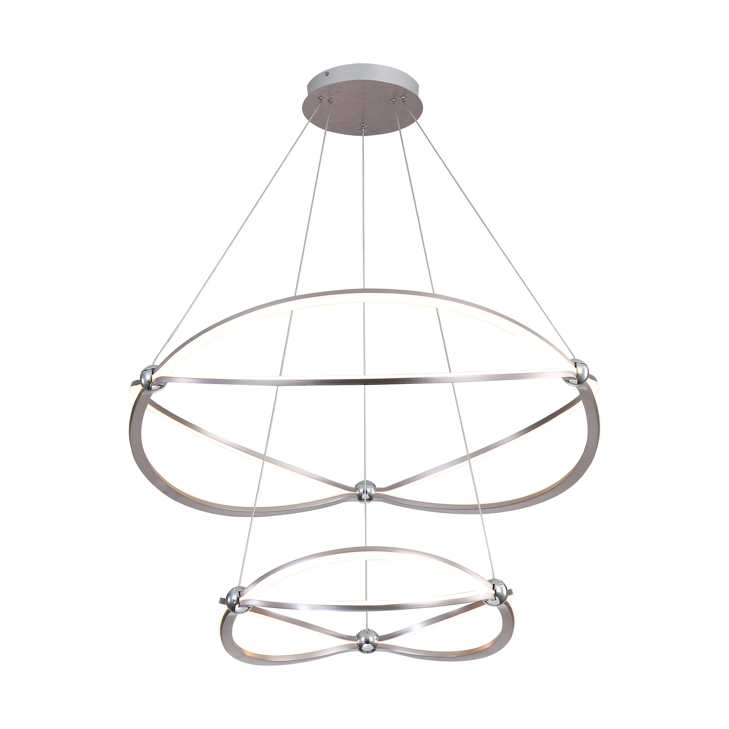 Spirale Integrated LED Two-tier 32in Chandelier in Satin Nickel - Image 3