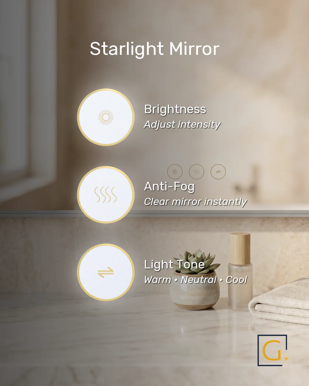 Starlight LED 24in Mirror with Clear Acrylic Globe Diffusers - Image 9