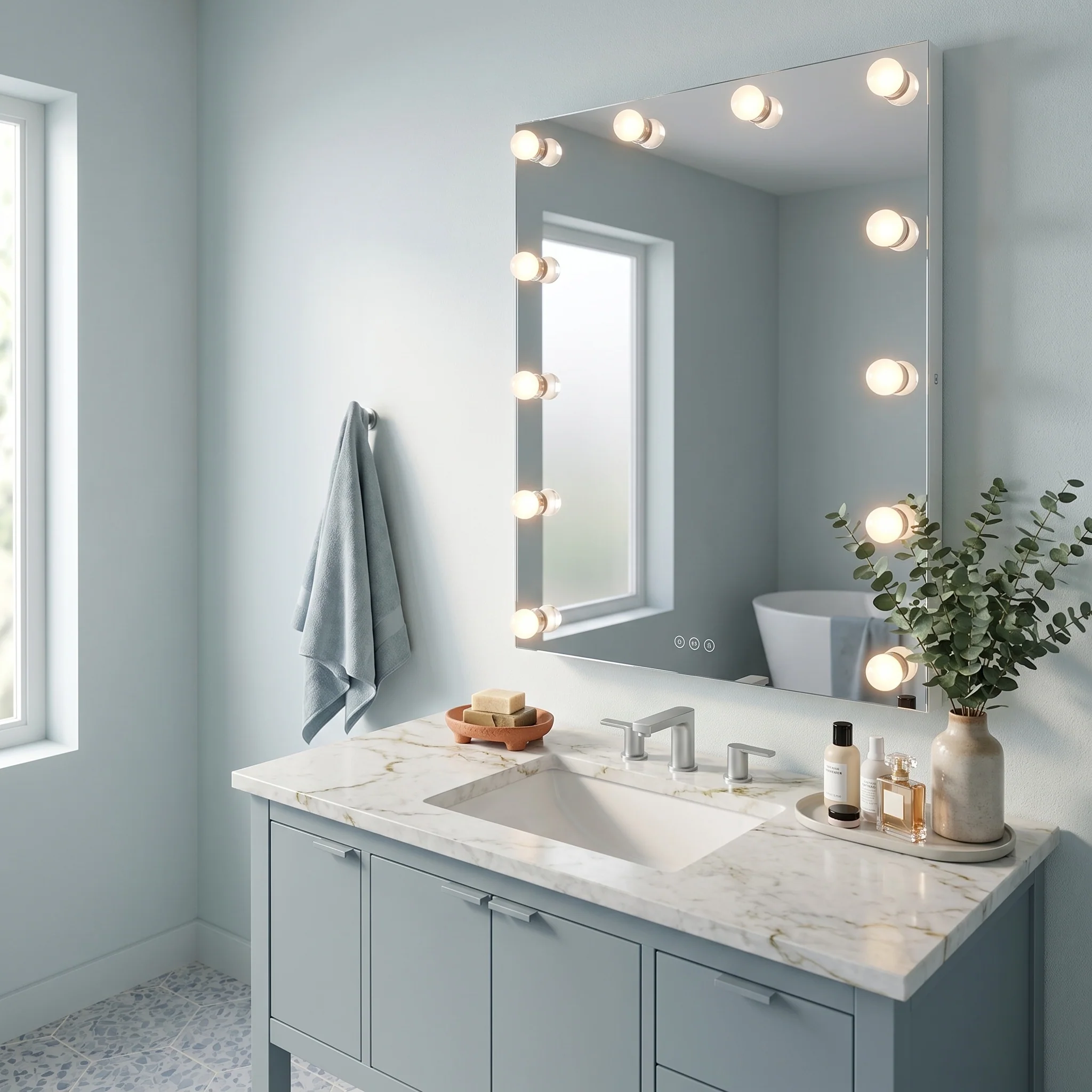Starlight LED 30in Mirror with Clear Acrylic Globe Diffusers - Image 12