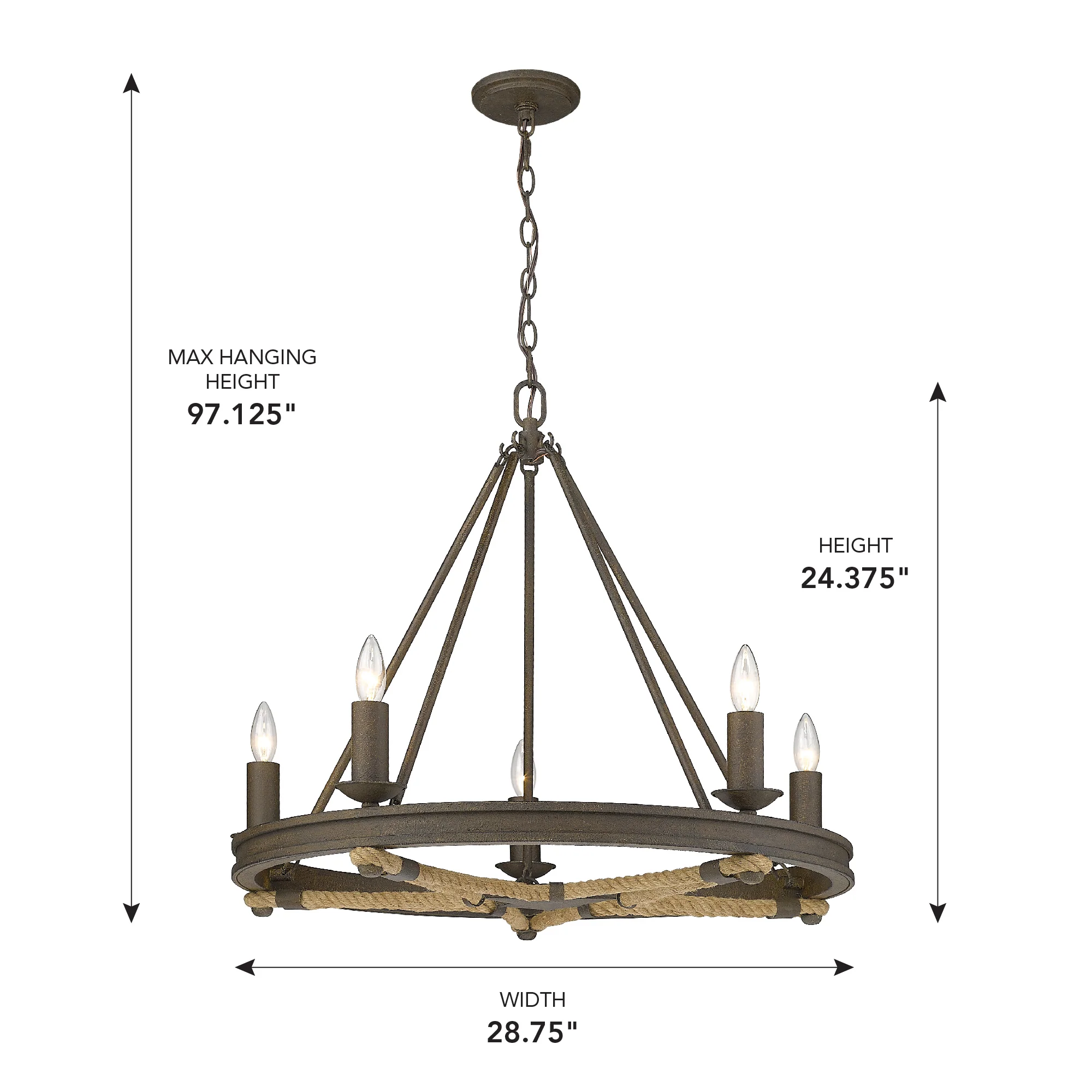 Stokes 5-light Chandelier in Dark Rust - Image 6